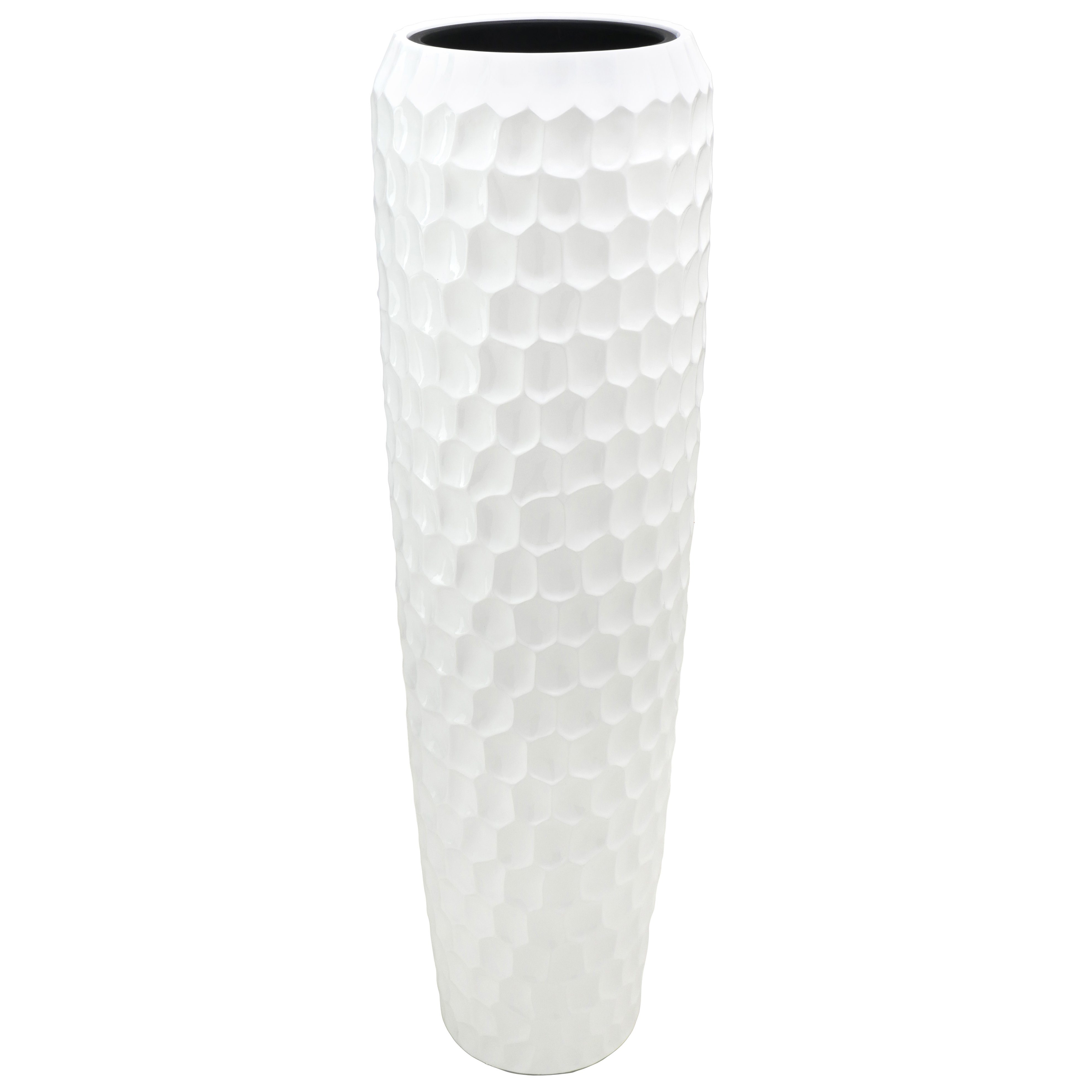 Flingora Bodenvase Celice, mit Einsatz - Fiberglas - Indoor & Outdoor - Weiß - Höhe 117 cm