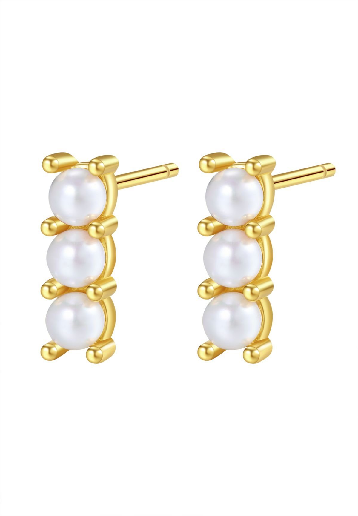 Hey Happiness Paar Ohrstecker Perlen weiß, Ohrhänger 18K Vergoldet, Silber günstig online kaufen