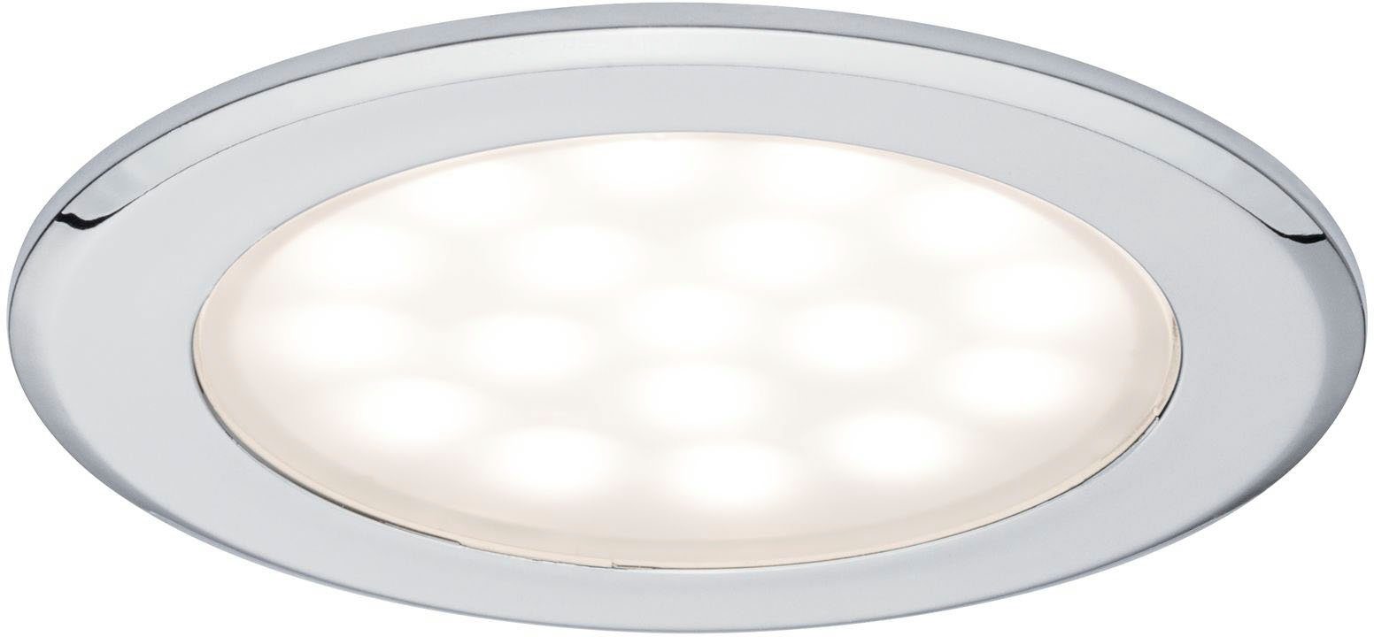 Paulmann LED Einbaustrahler LED Möbel Einbauleuchte rund 2er-Set 2x2,5W Chrom, LED fest integriert, Warmweiß, LED Möbel Einbauleuchte rund 2er-Set 2x2,5W Chrom