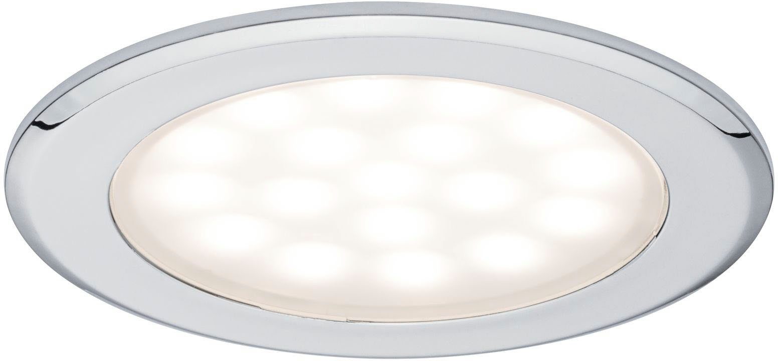 Paulmann LED Einbaustrahler LED Chrom, Einbauleuchte Warmweiß, Schränken Möbel 2er-Set rund Einbauleuchte Möbel LED gleichmäßigen und von 2x2,5W 2x2,5W rund Chrom, Zur Spiegeln integriert, fest LED Ausleuchtung 2er-Set