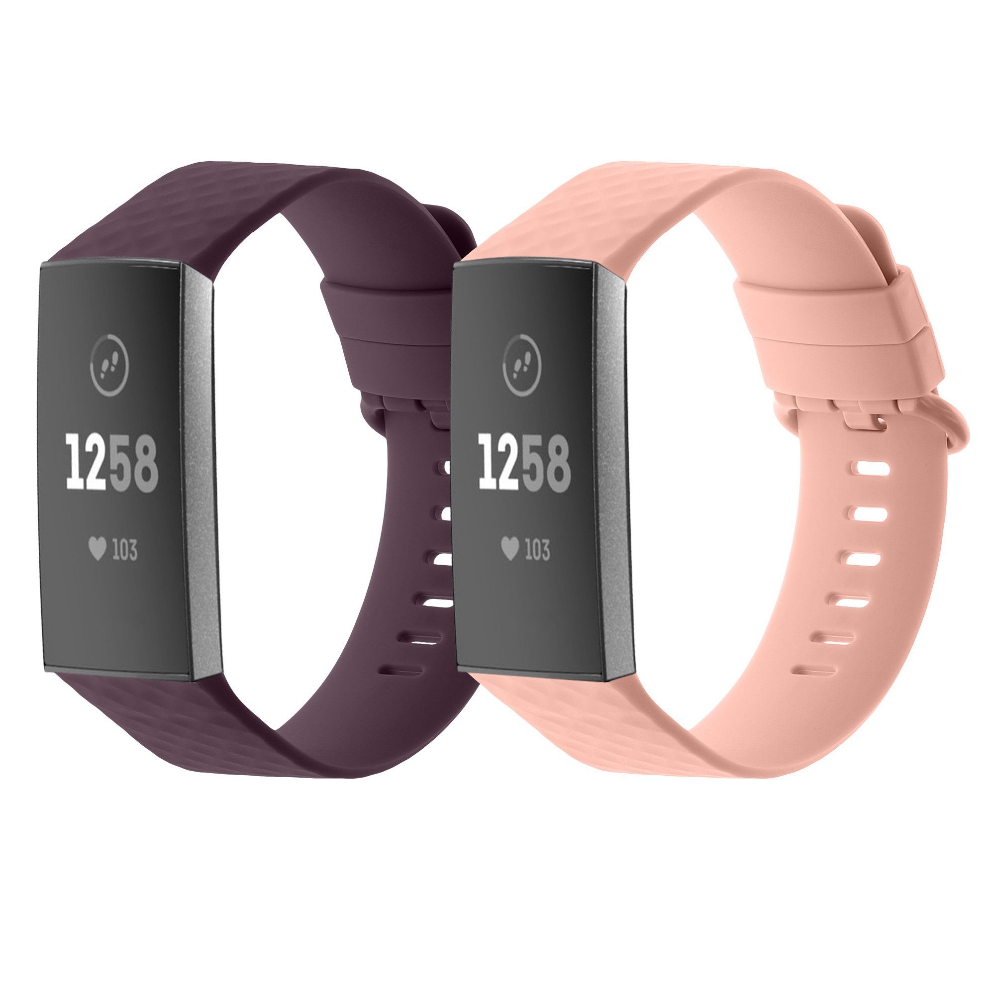 kwmobile Uhrenarmband 2x Sportarmband für Fitbit Charge 3 / Charge 4,  Armband TPU Silikon Set Fitnesstracker