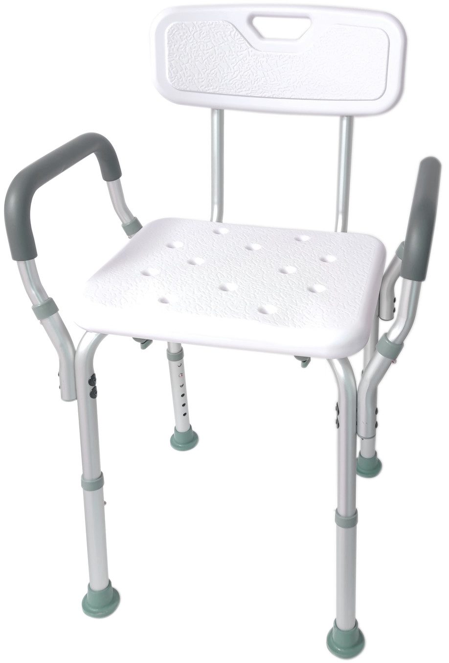 Dynasun Duschhocker Badhocker B539, Duschstuhl Höhenverstellbar Duschsitz Armlehne und Rückenlehne x Alter