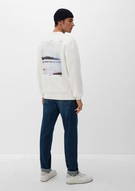 s.Oliver Sweatshirt Sweatshirt mit Schrift- und Backprint Artwork, Rippblende, Rippbündchen