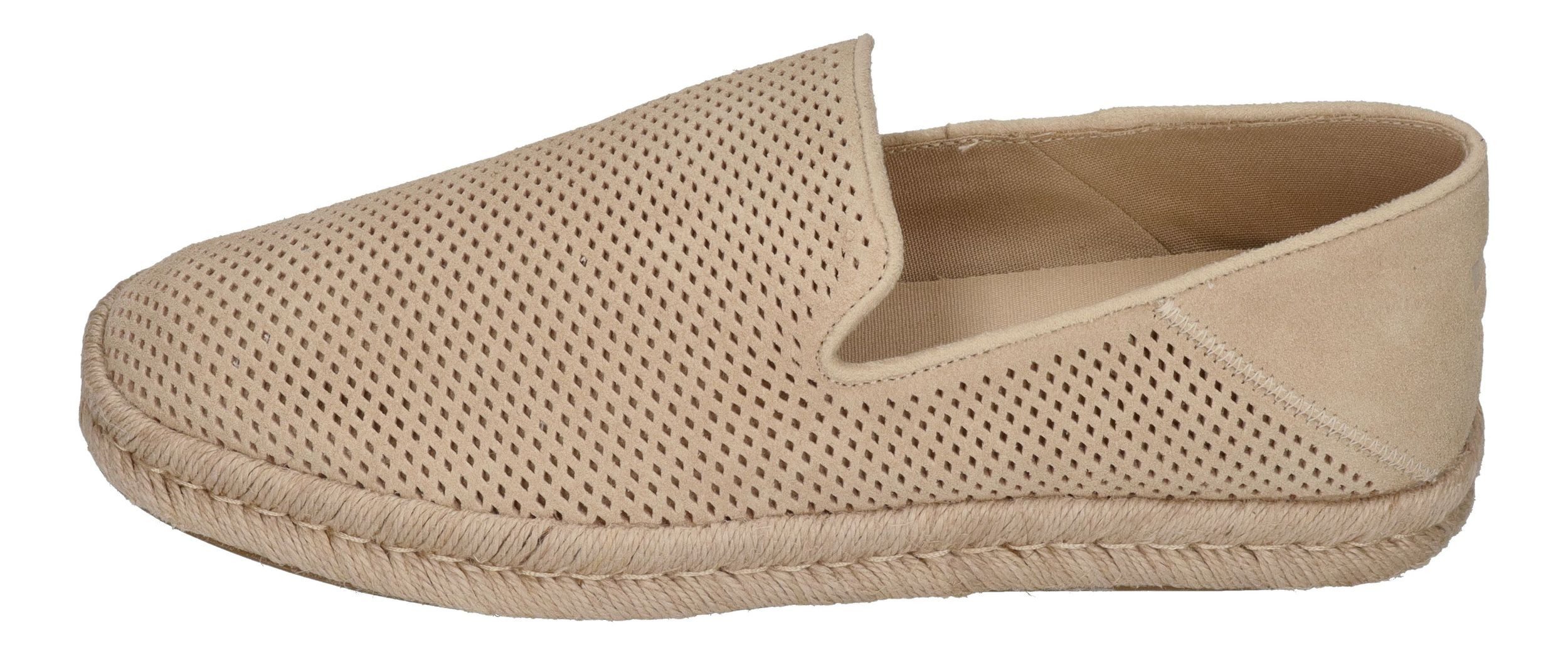 TOMS SANTIAGO Espadrille Almond Diamond Perforated Suede