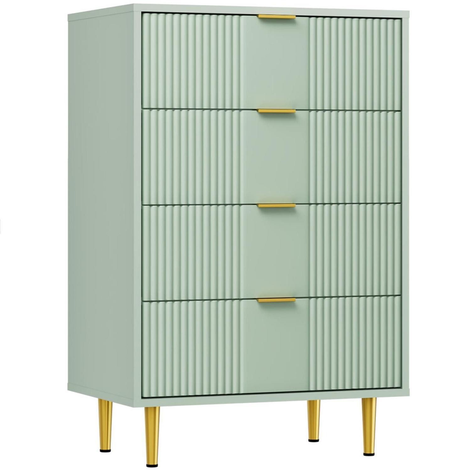 LuxusKollektion Kommode Kommode 4 Schubladen Olivengrün 60T x 40B x 94H cm (4 Schubladen)