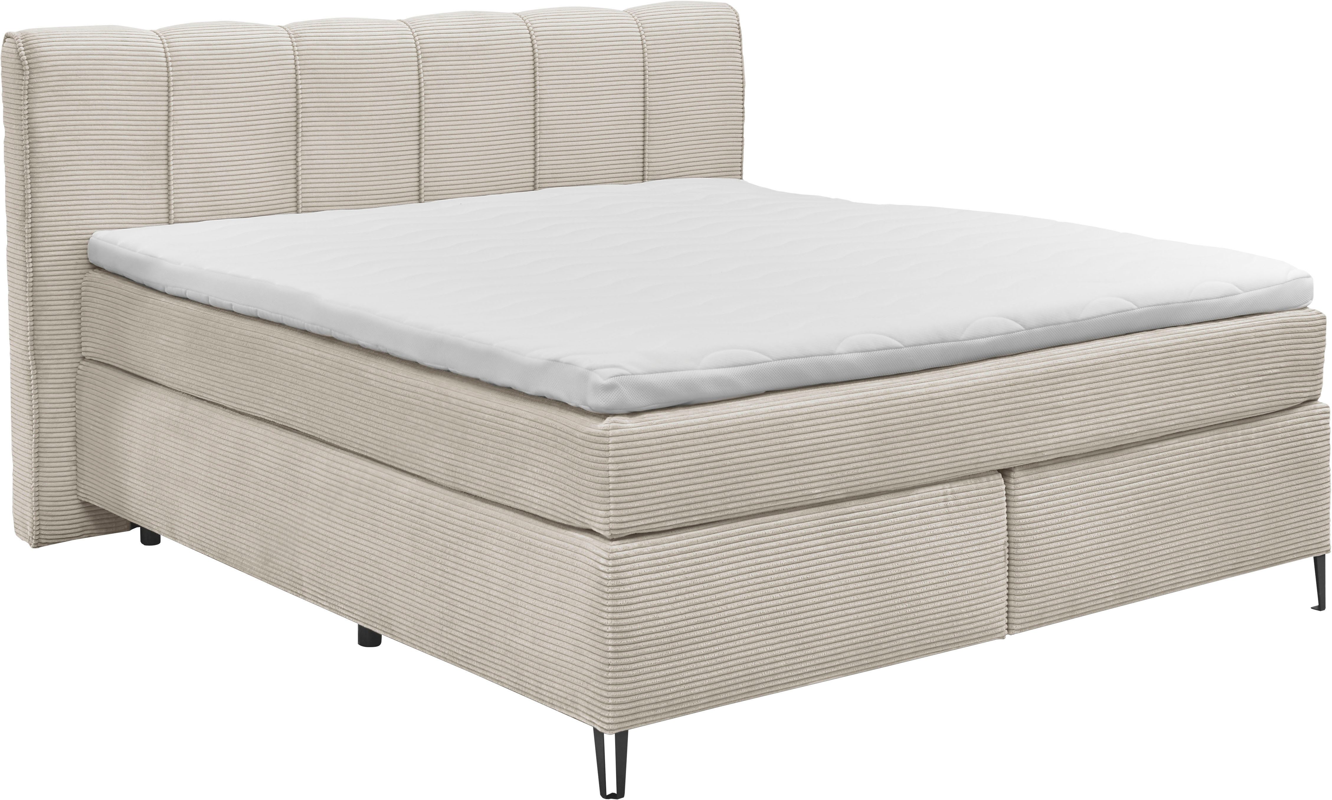 set one by Musterring Boxspringbett Fairfield, Metallfuß schwarz, Kopfteil mit Keder, Breite 160 oder 180 cm