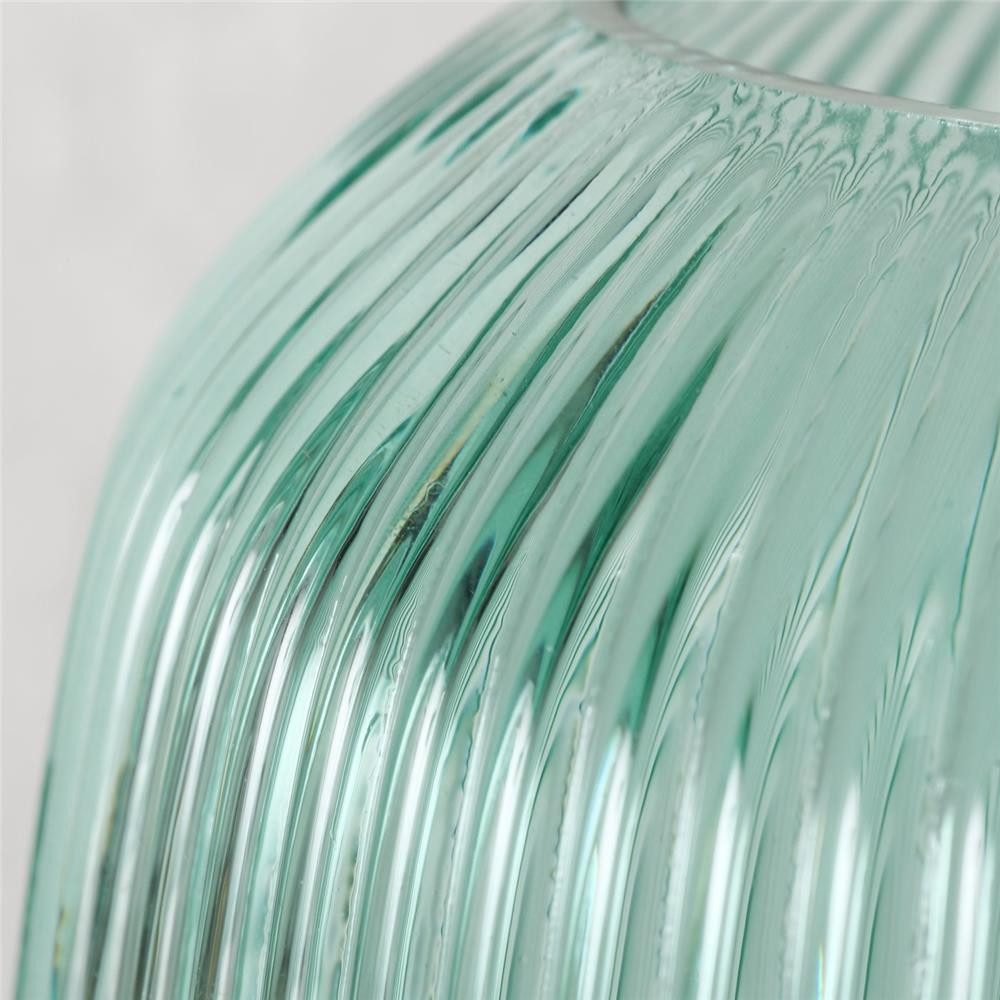 BOLTZE Windlicht Kerzenhalter Reggy Glas türkis 16 cm, handgearbeitet, Reliefstruktur, glänzend, dekorativer Blickfang