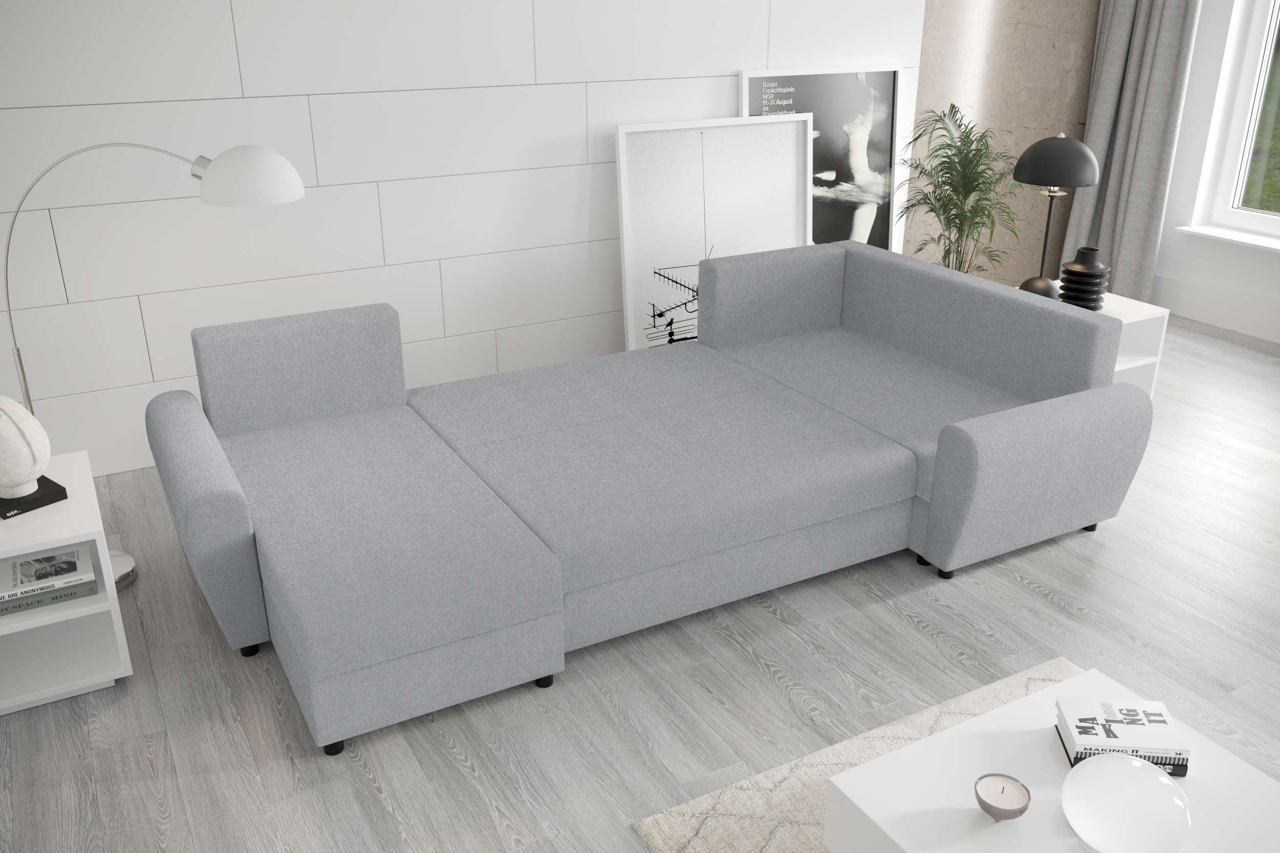 Stylefy Wohnlandschaft Haven, U-Form, Sitzkomfort, Bettkasten, Sofa, Design mit mit Eckcouch, Modern Bettfunktion