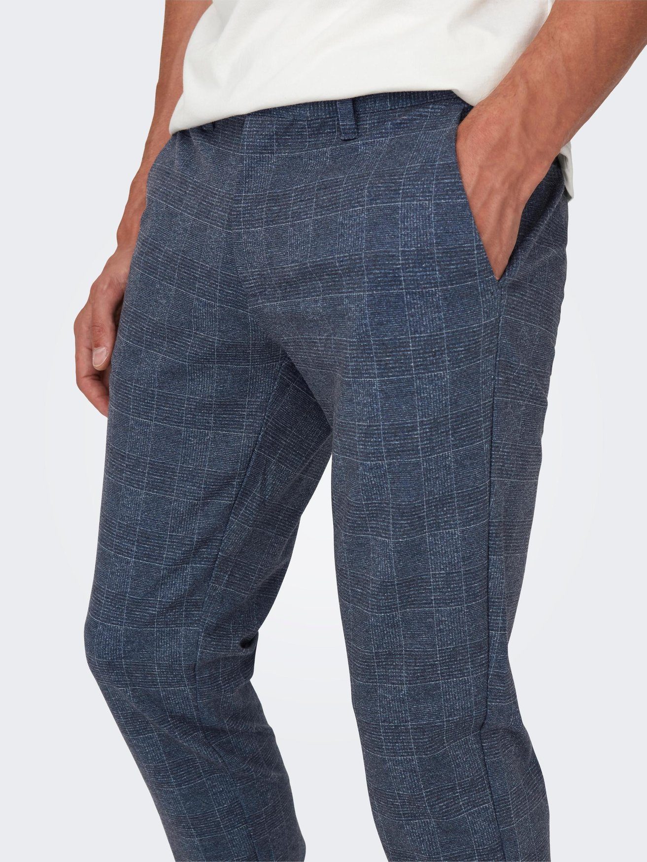 Blau ONSMARK Karierte Chinohose Trousers Chino SONS Stoffhose Stretch & in ONLY 6265