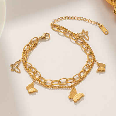 ENGELSINN Goldarmband Armreif Armband Kettenarmband Gold Schmetterling inkl. Geschenkbox, Bestseller