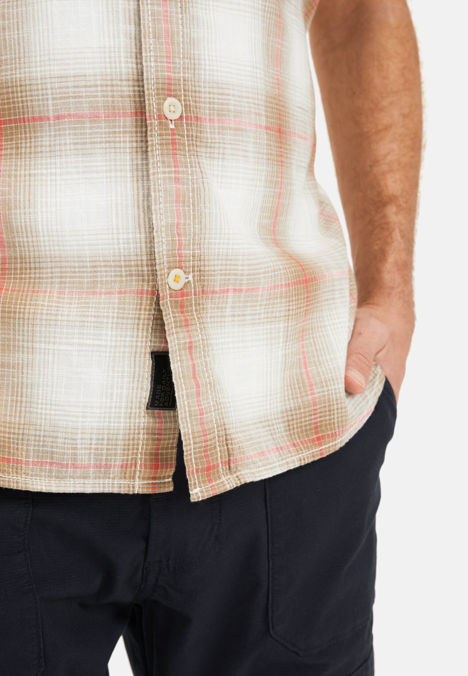 camel active Kurzarmhemd aus reiner Baumwolle Kurzarm Button-Down