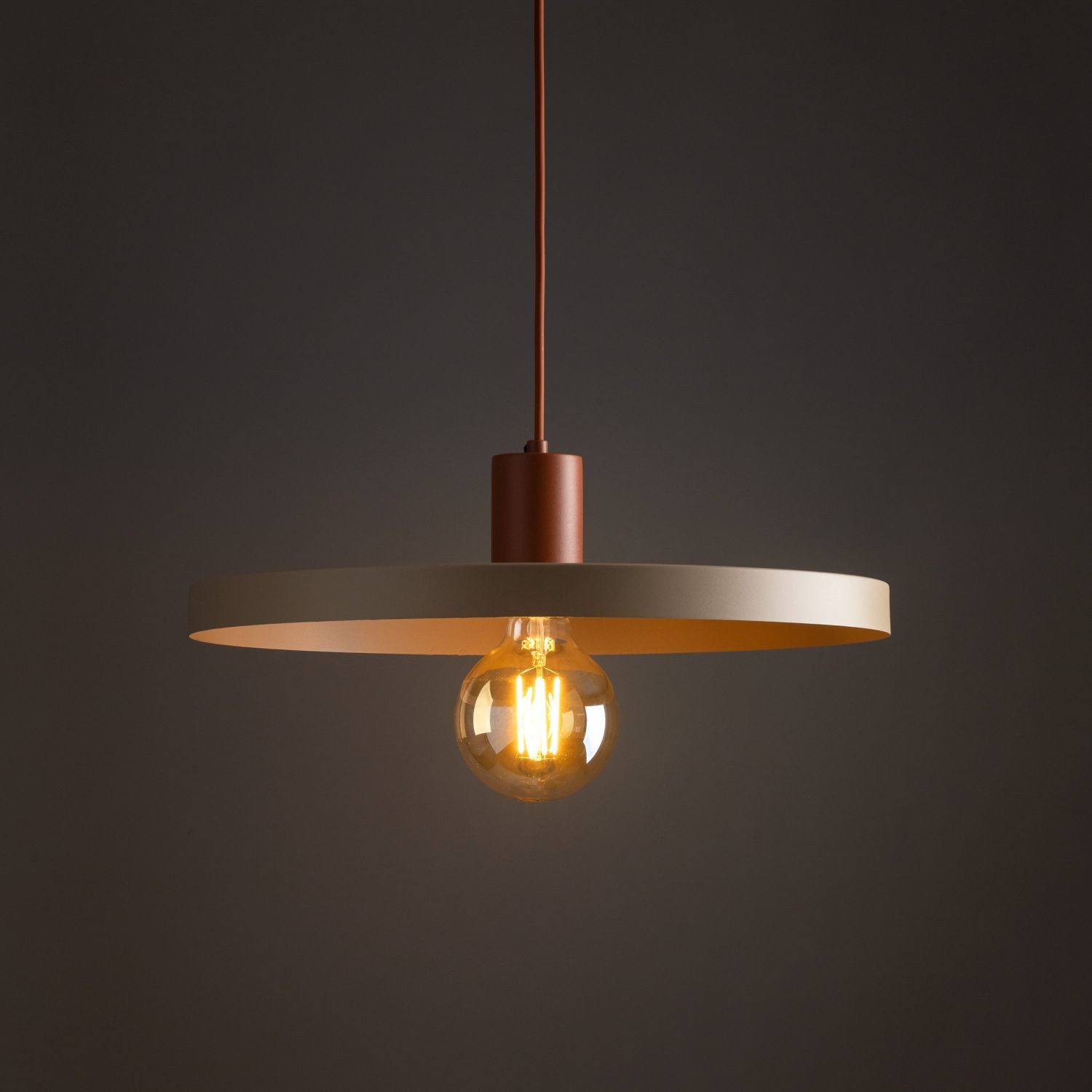 Licht-Erlebnisse Pendelleuchte SALALI, ohne Leuchtmittel, Metall E27 rund Ø 40 cm H: max. 145 cm Ziegelrot Sandgrau