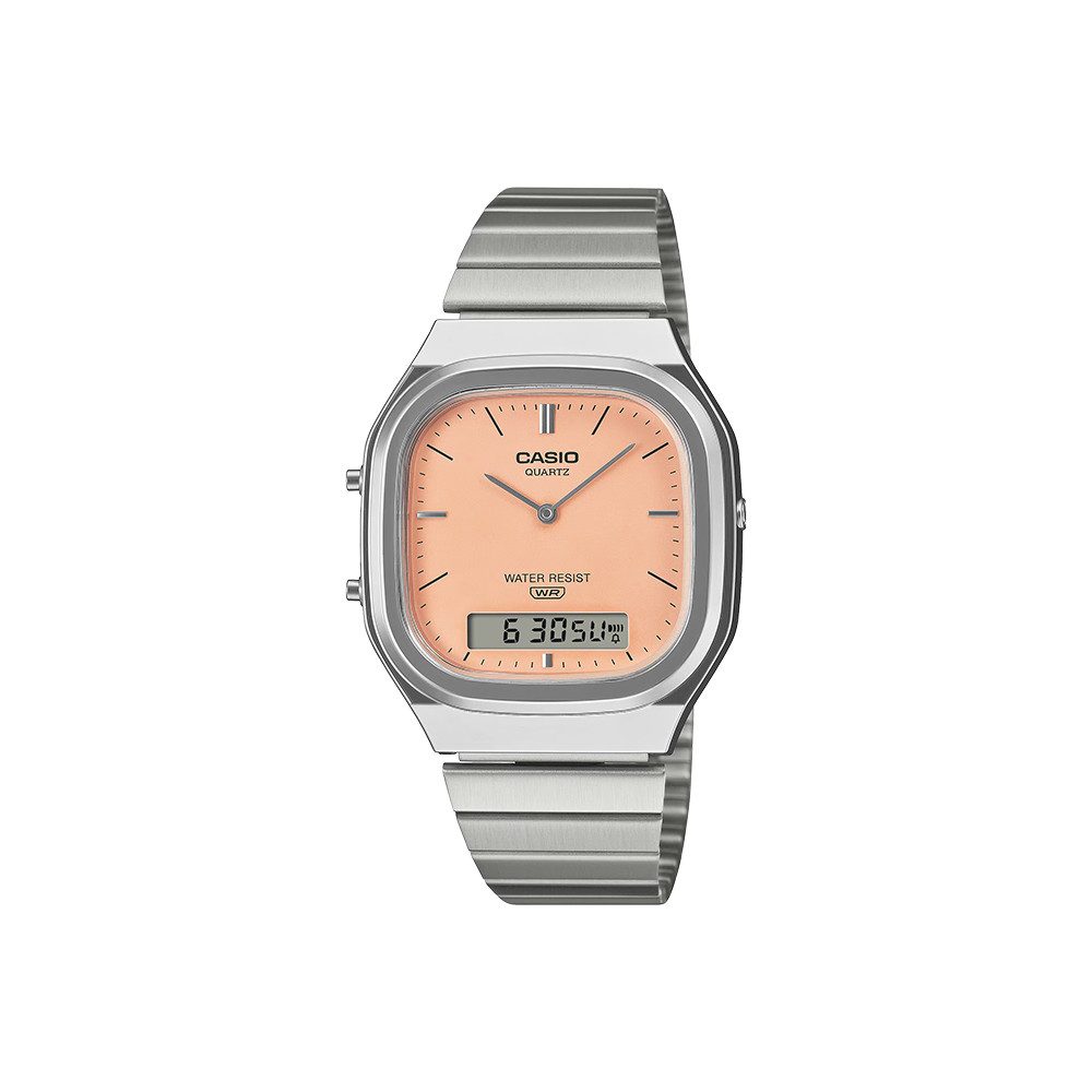 CASIO Quarzuhr Casio AQ-240E-4AEF AQ-240E-4AEF, (100-tlg), Casio AQ-240E-4AEF mit analog-digitalem Display, Retro-Design und