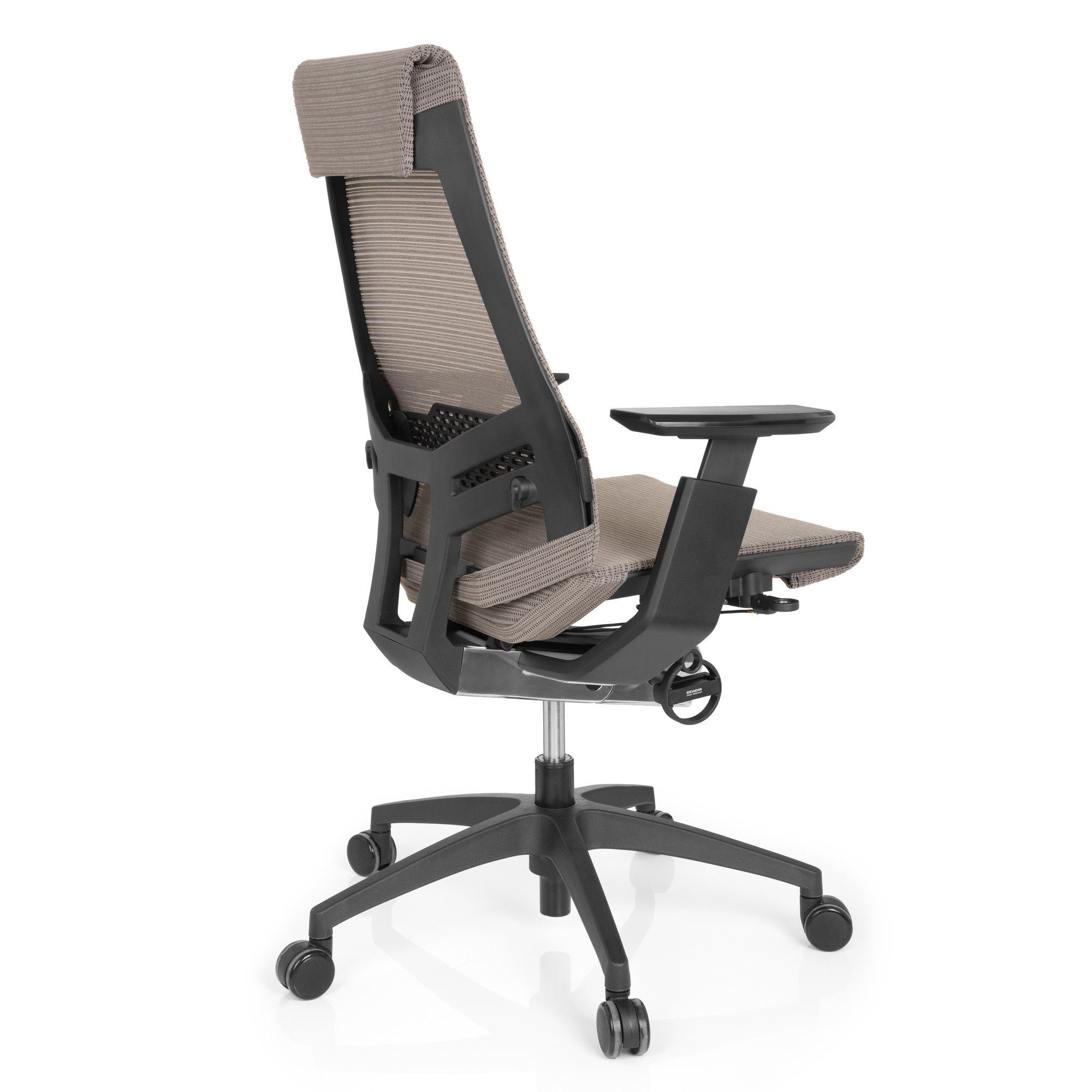 hjh Grau/Schwarz GENIDIA Bürostuhl (1 Schreibtischstuhl St), SMART Drehstuhl Netzstoff BLACK OFFICE Profi ergonomisch