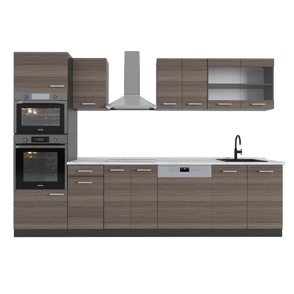 Vicco Küchenzeile R-Line, Edelgrau/Anthrazit, 300 cm günstig online kaufen