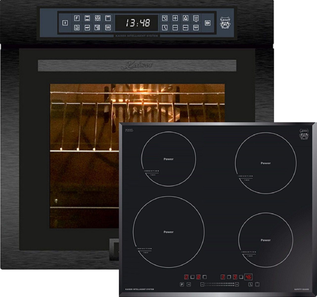 Kaiser Küchengeräte Induktions Herd-Set EH 6306 RS + KCT 6705 FI, Einbaubackofen, 79L 15 Fkt. +Induktions Kochfeld, 60 cm