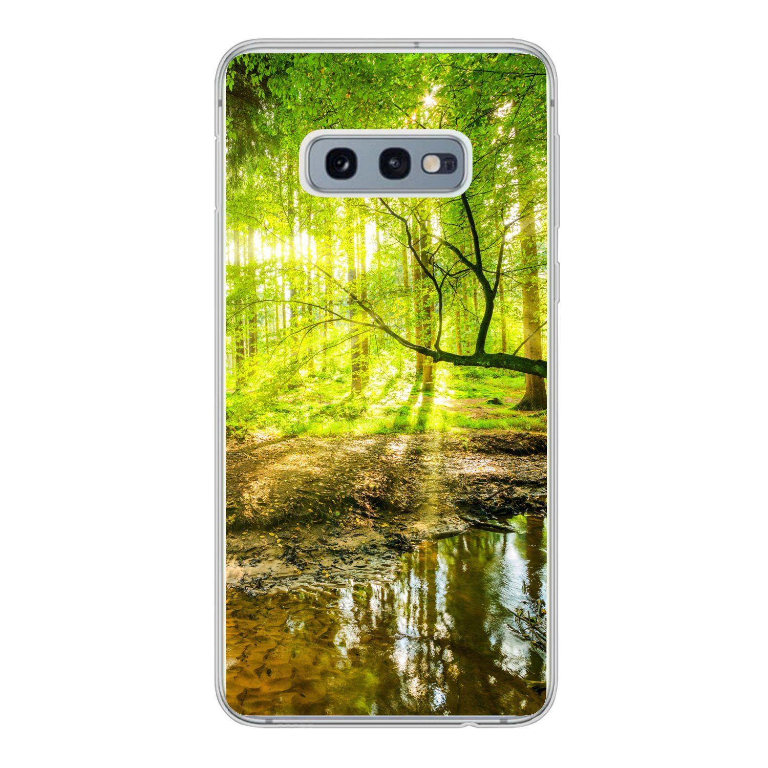 MuchoWow Handyhülle für Samsung Galaxy S10e Wald - Landschaft - Wasser - Bäume - Sonne - G, Phone Case, Silikon, Schutzhülle Dünn