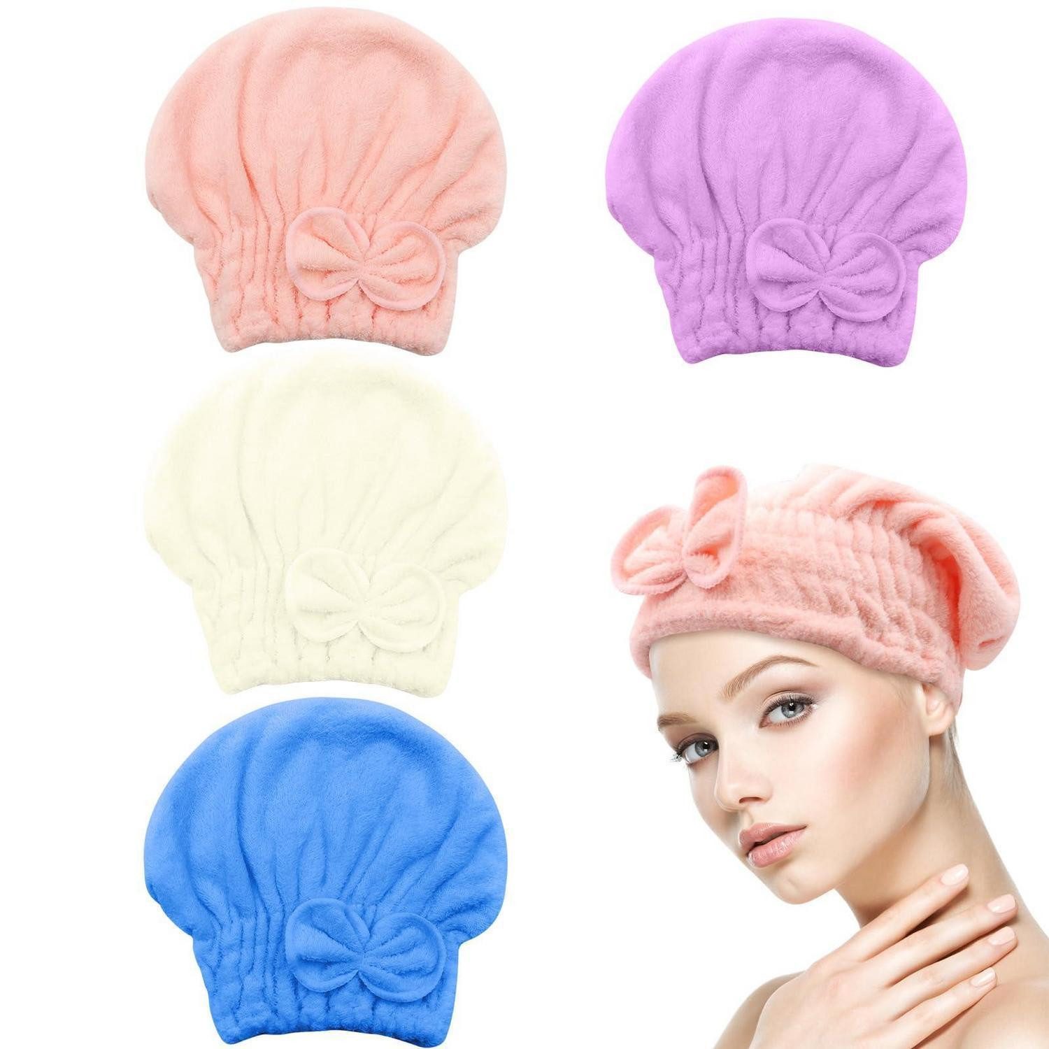 LuxusKollektion Turban-Handtuch Haarturban Mikrofaser 4er Set Damen, (4-St)
