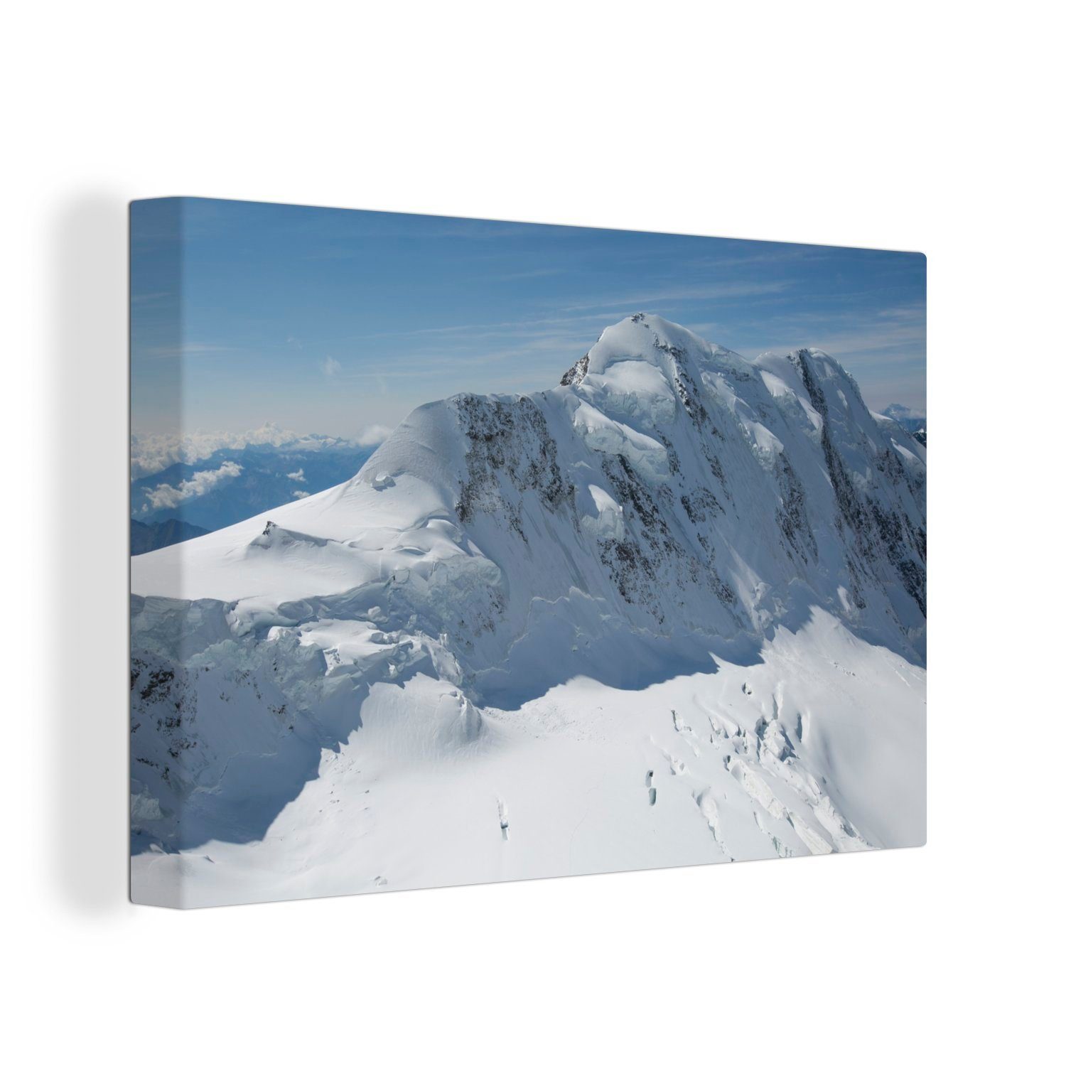OneMillionCanvasses® Leinwandbild Panoramablick auf die Berggipfel des Schweizer Aletschgletschers, (1 St), Wandbild Leinwandbilder, Aufhängefertig, Wanddeko, 30x20 cm | Leinwandbilder