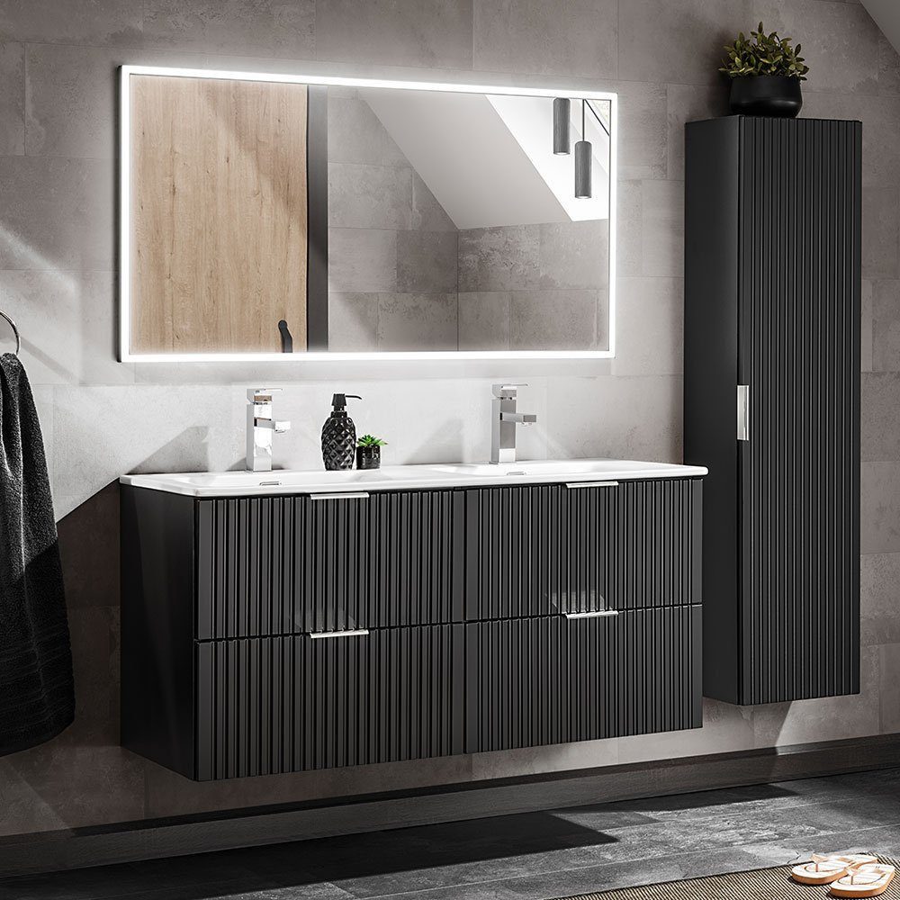 Badmöbel-Set Badezimmer-set "Giulia"-Set, 3-St in matt schwarz