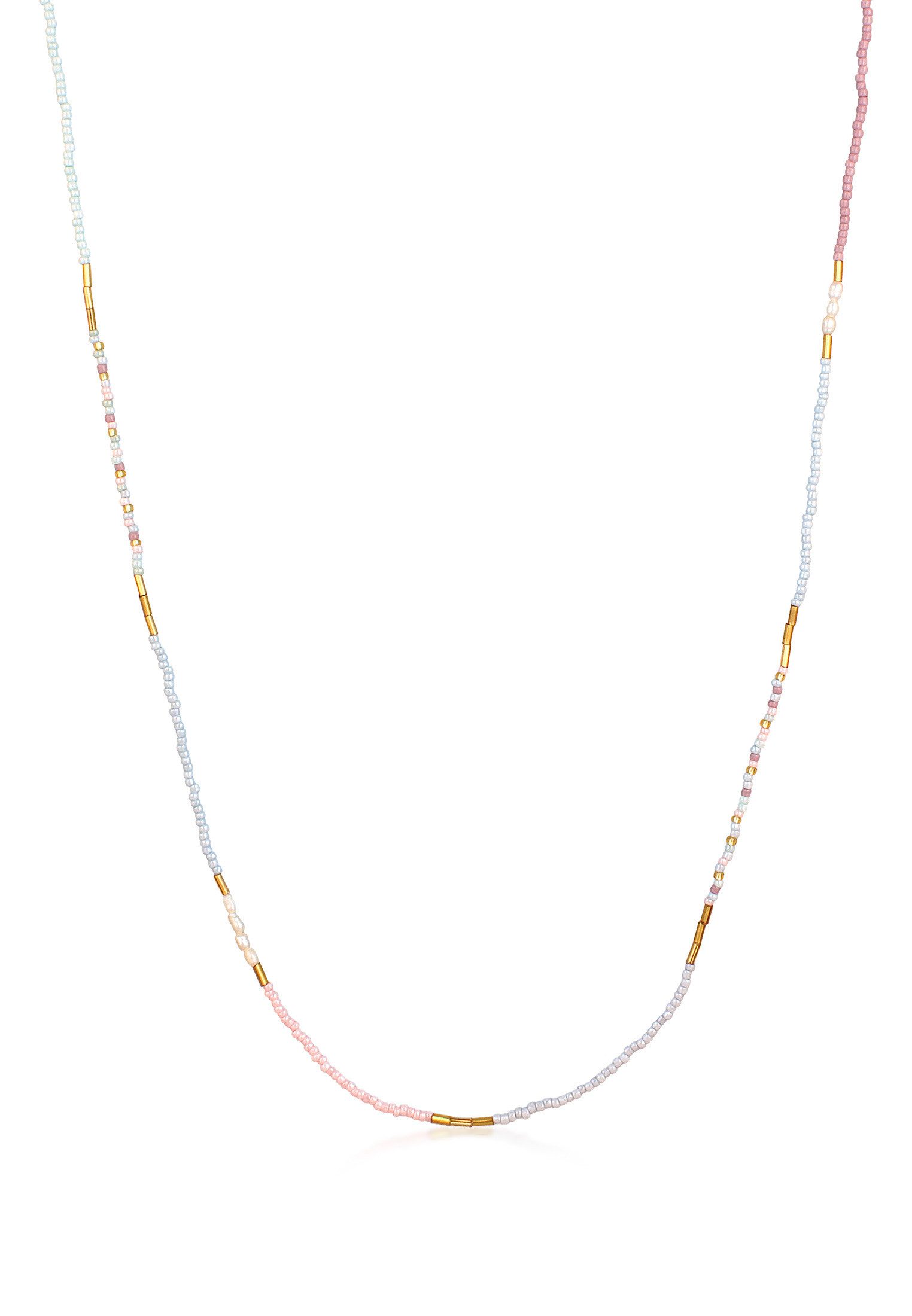 Elli Kette mit Anhänger Glas Perlen Süßwasser-Zuchtperle Bead 925 Silber vergoldet, Kugel
