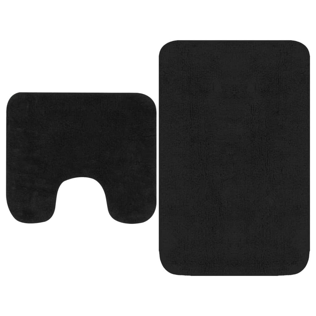 vidaXL Badematte Badematten Set 2-tlg Stoff Anthrazit Badevorleger Badeteppich, Höhe 0 mm, 100% Baumwolle