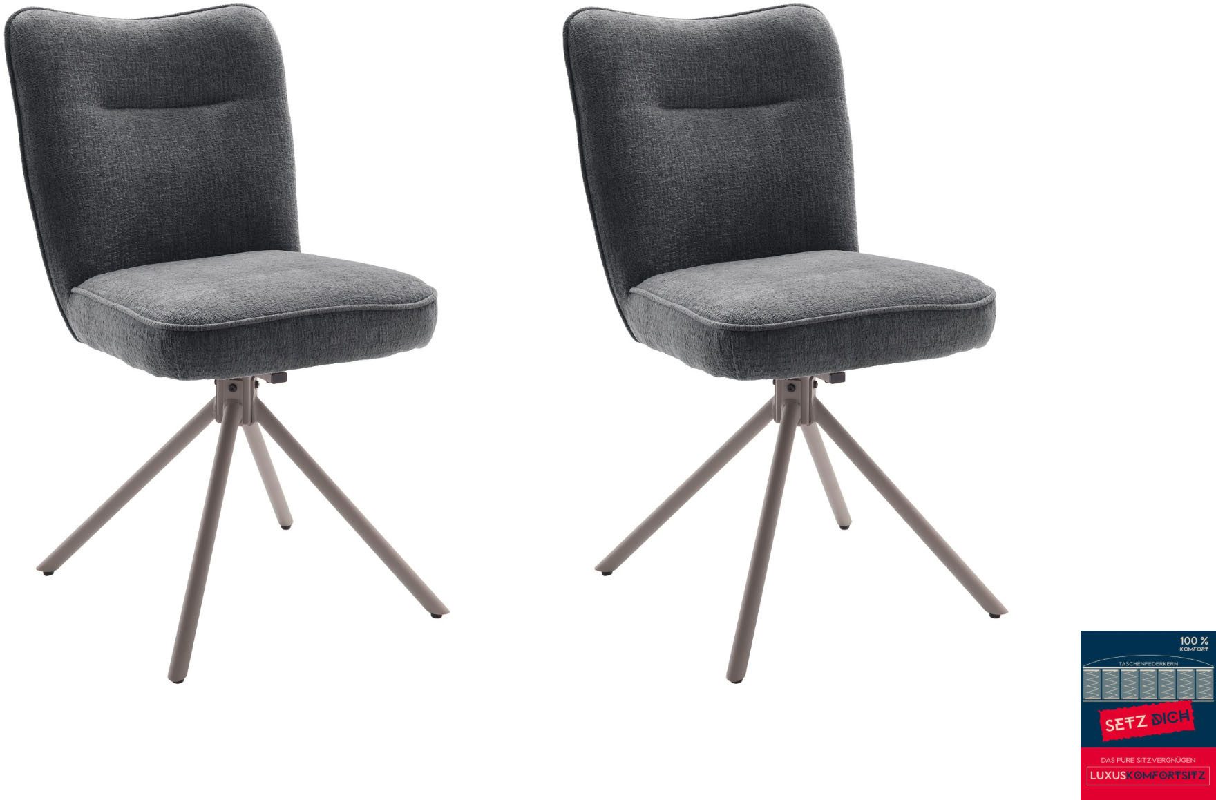 MCA furniture 4-Fußstuhl (Set, 2 St), 180° drehbar, Taschenfederkern