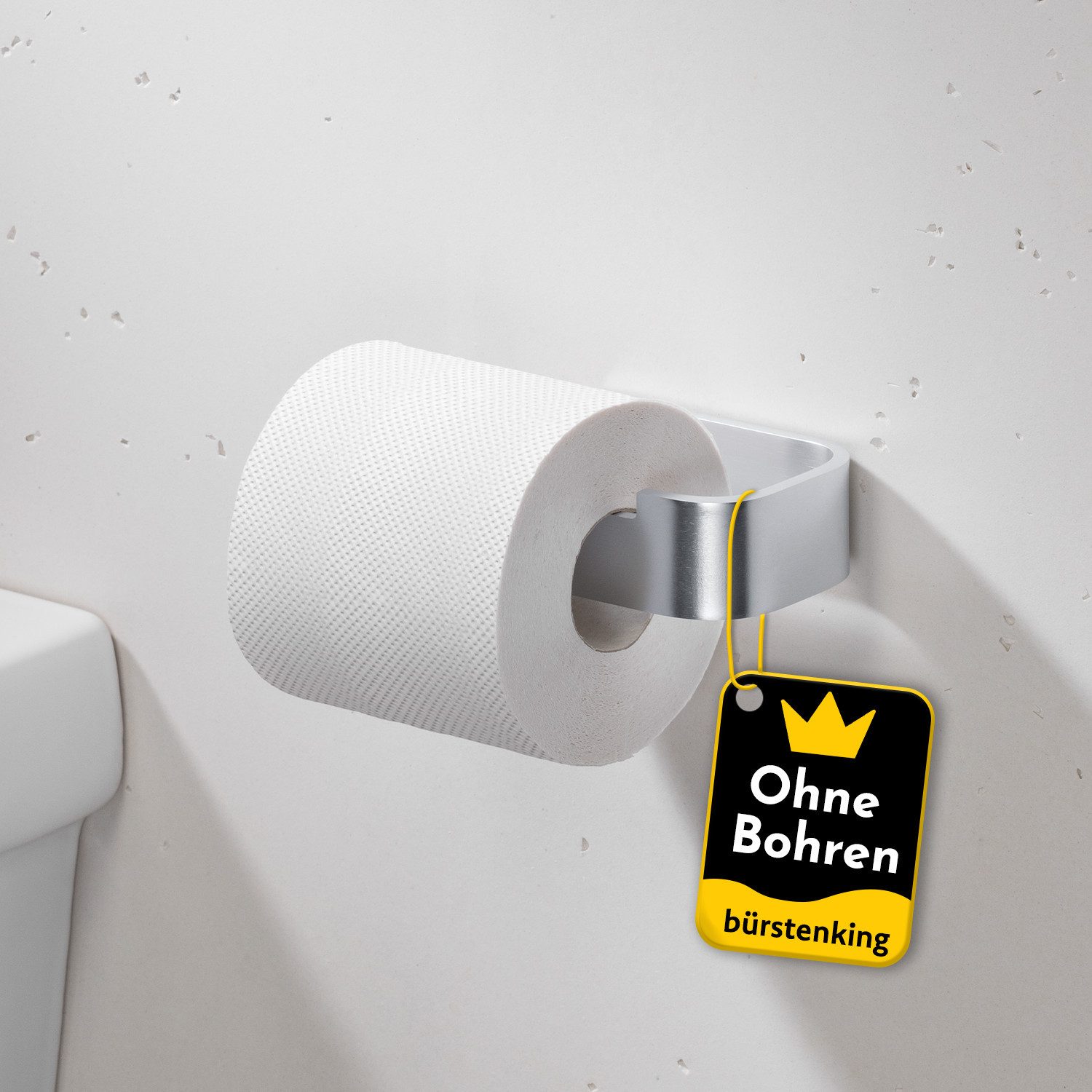 Bürstenking Toilettenpapierhalter ohne Bohren, Selbstklebender Klopapierhalter, WC-Rollenhalter, 3M-Kleber
