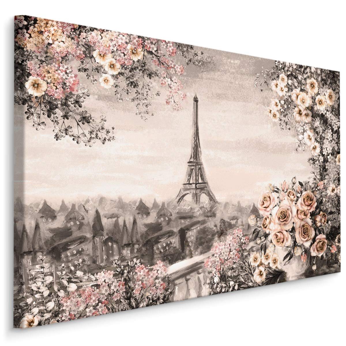 Muralo Leinwandbild Architektur – Leinwandbild Wandbild Kunstdruck Wohnzimmer, Gebäude (1 St), Paris – Stadt – Frankreich, 30 x 20 cm, aufhängefertig