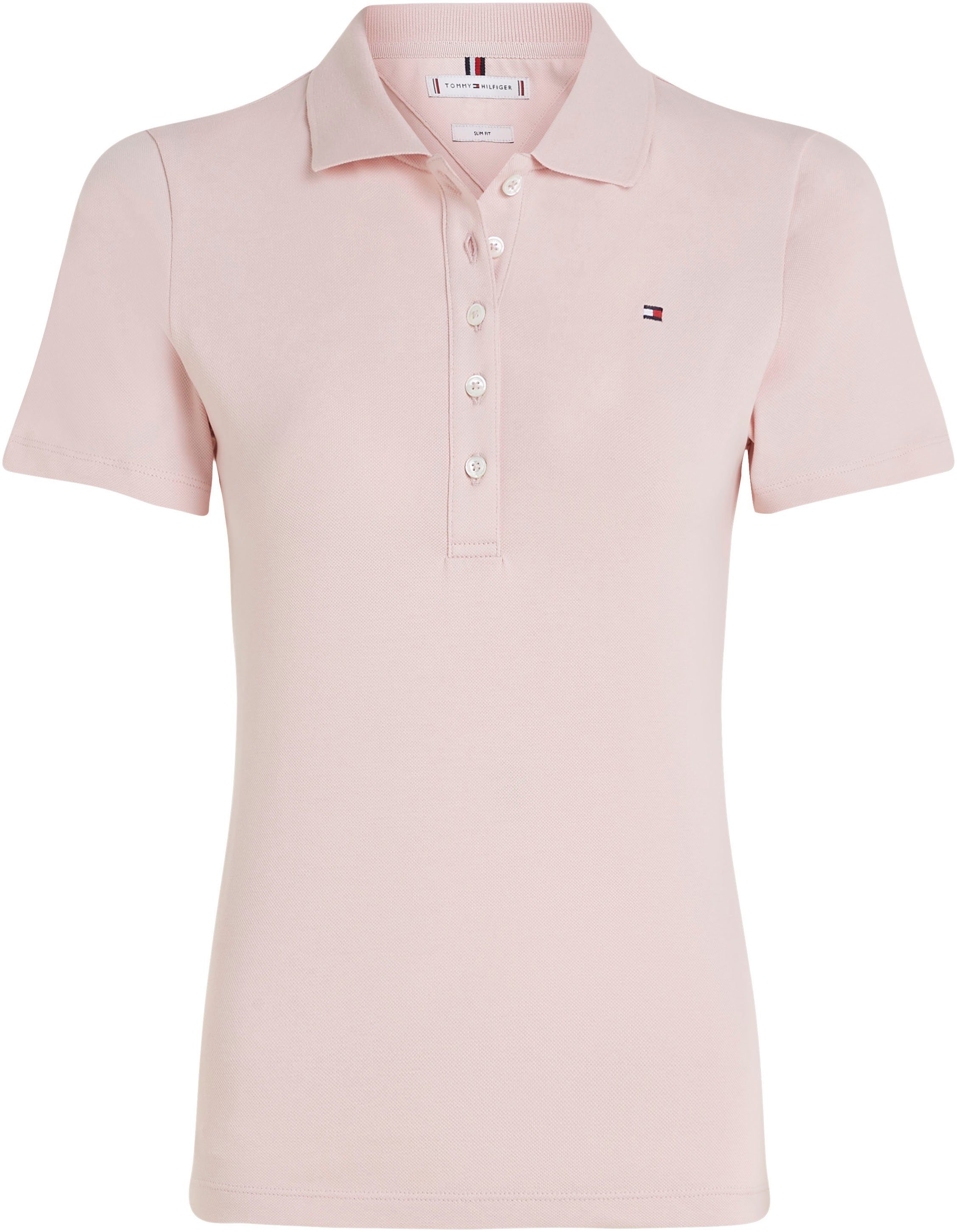 POLO Pink Hilfiger Whimsy Tommy Logostickerei mit PIQUE Poloshirt dezenter 1985 Tommy SLIM Hilfiger SS