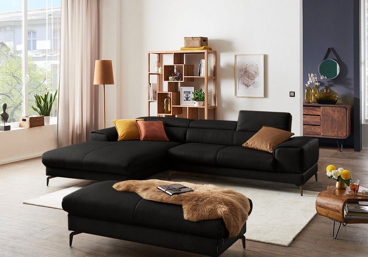 W.SCHILLIG Ecksofa Piedroo, Designsofa mit tollem Sitzkomfort, elegant und bequem, L-Form, Kopfteilverstellung, wahlweise mit Sitztiefenverstellung, Breite 303cm