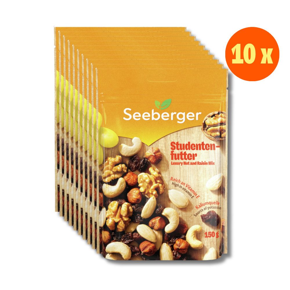 Seeberger Snacks Nüsse Seeberger Studentenfutter Multipack – 10 × 150 g, reich an Vitamin E