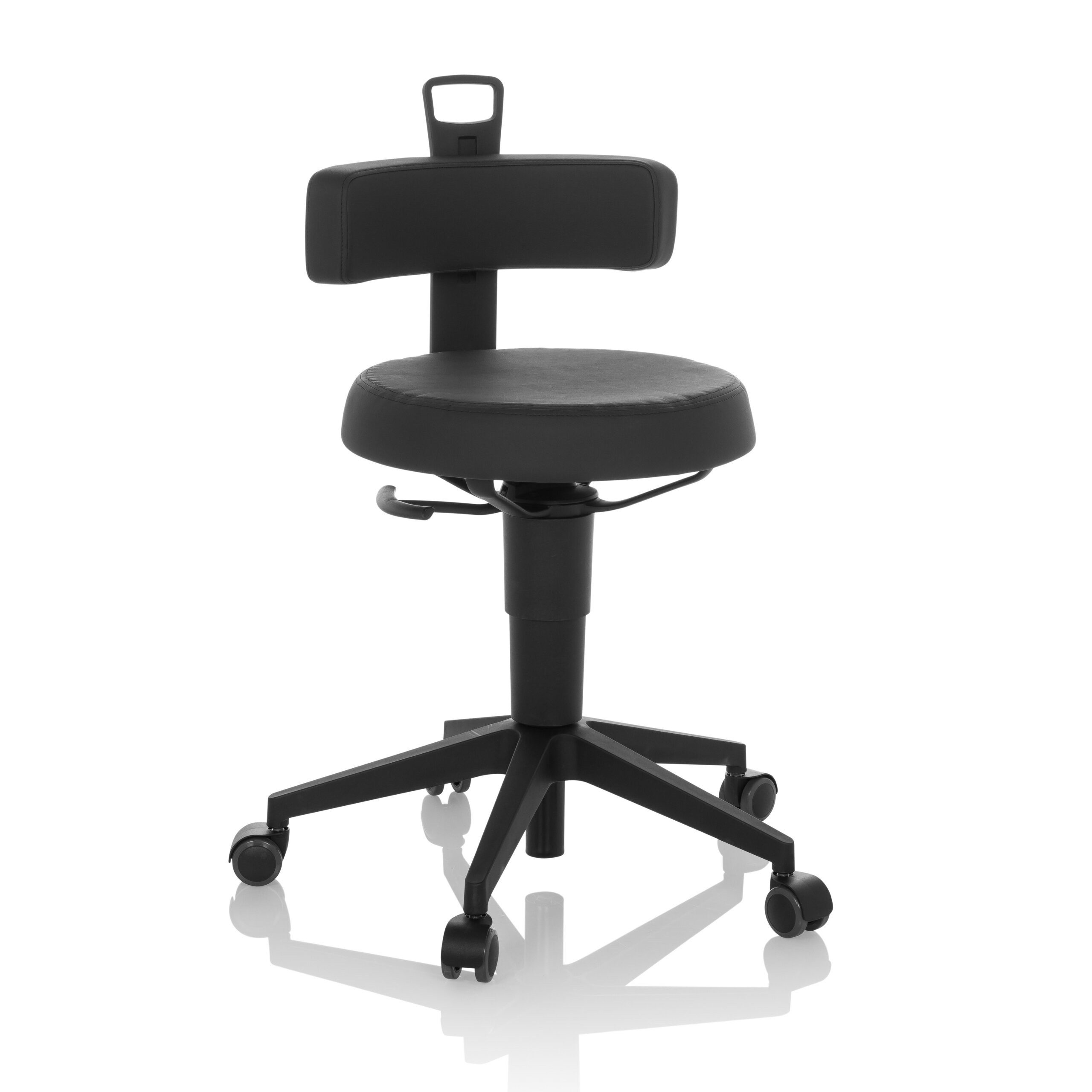 hjh OFFICE Arbeitshocker TOP WORK FLEX PU Bürostuhl Kunstleder Höhe, Drehhocker Arbeitsstuhl, bewegliche Sitzfläche und Lehne, ergonomisch