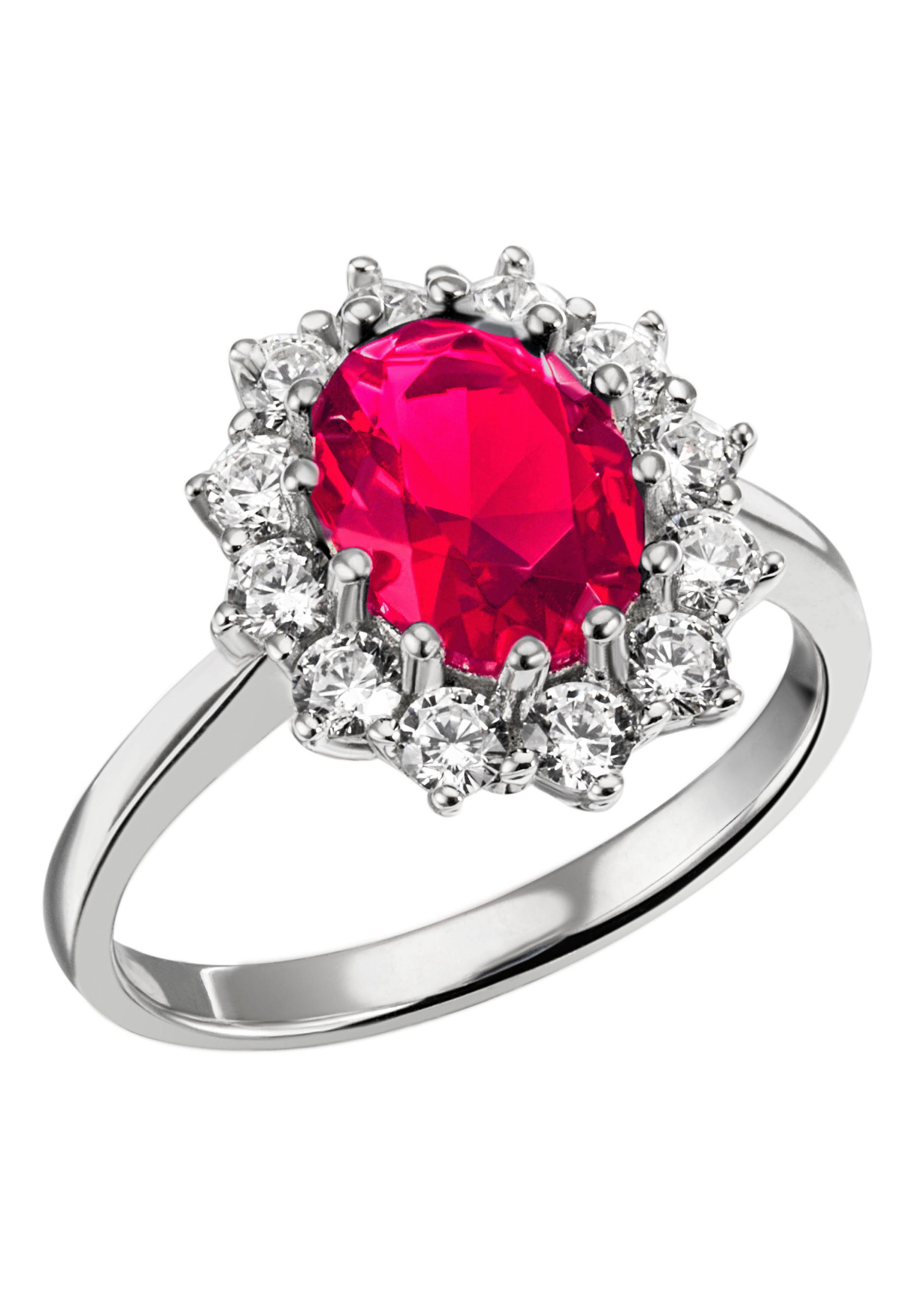 Firetti Fingerring Schmuck Geschenk Silber 925 Damenring Lady D Diana Royal, mit Zirkonia (synth), Glasstein