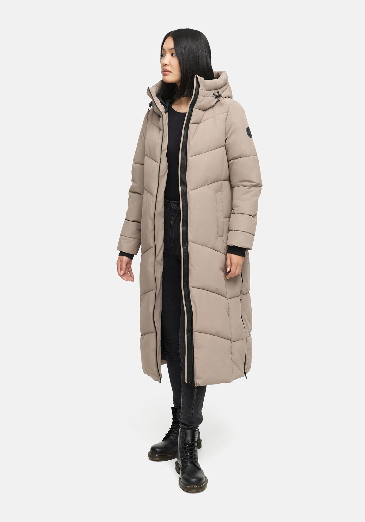 Marikoo Winterjacke Firella extra lange Passform mit seitlichen Schlitzen