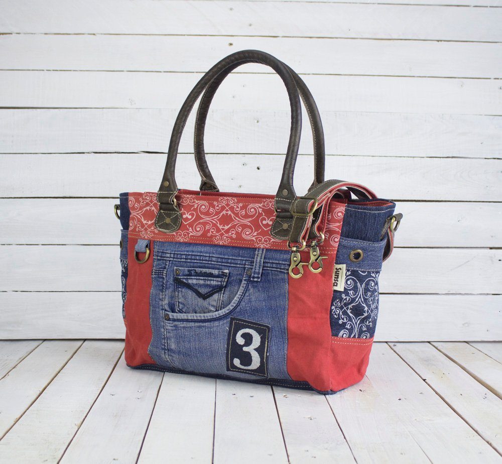 Sunsa Messenger Bag Damen Handtasche XXL Schultertasche Tasche, Aus recycelten Materialien