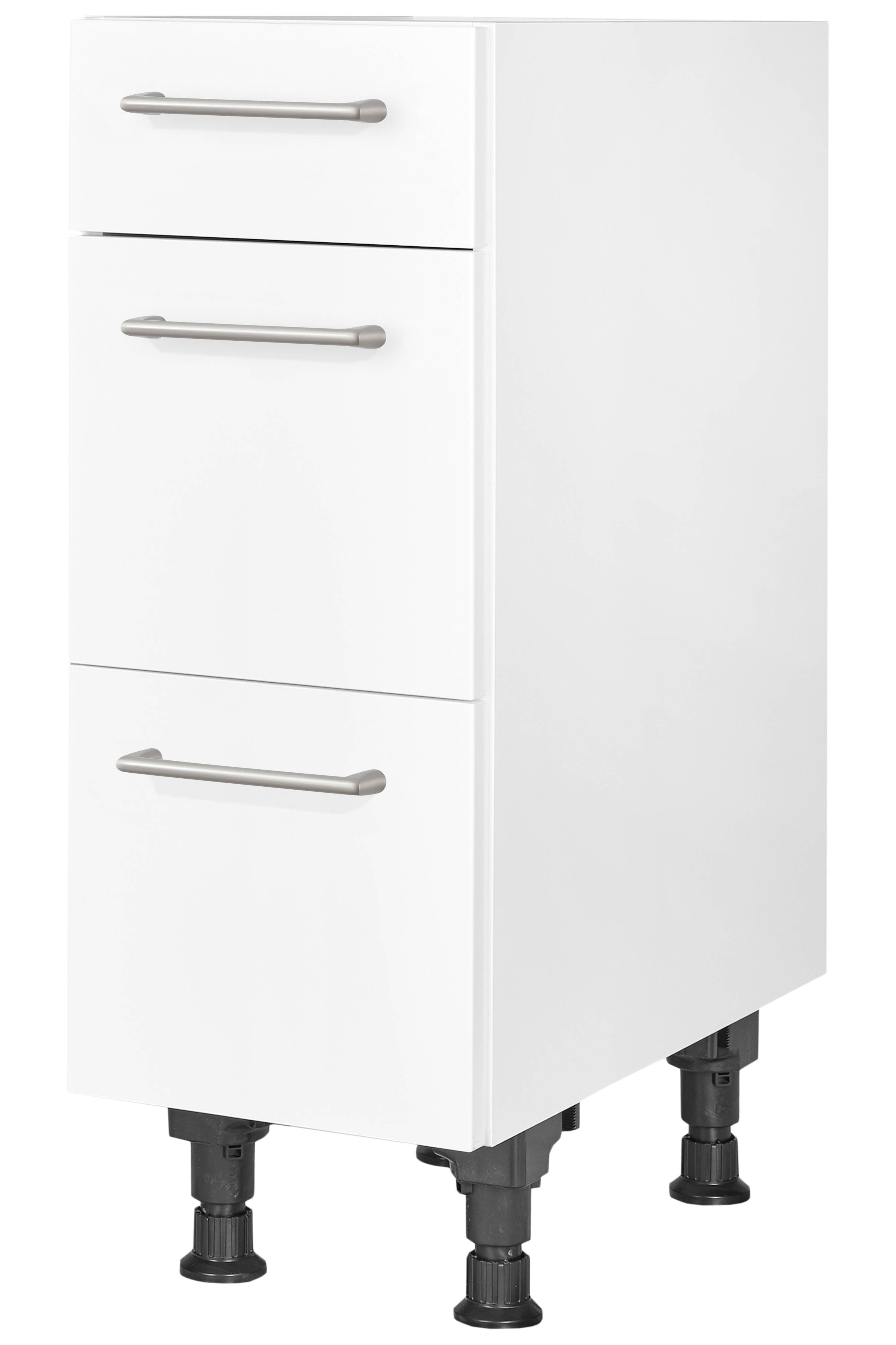 nobilia® Unterschrank "Laser", vormontiert, mit höhenverstellbaren Sockelfüßen, in den Breiten 30, 45, 60 und 90 cm, mit Schubkasten und Auszügen