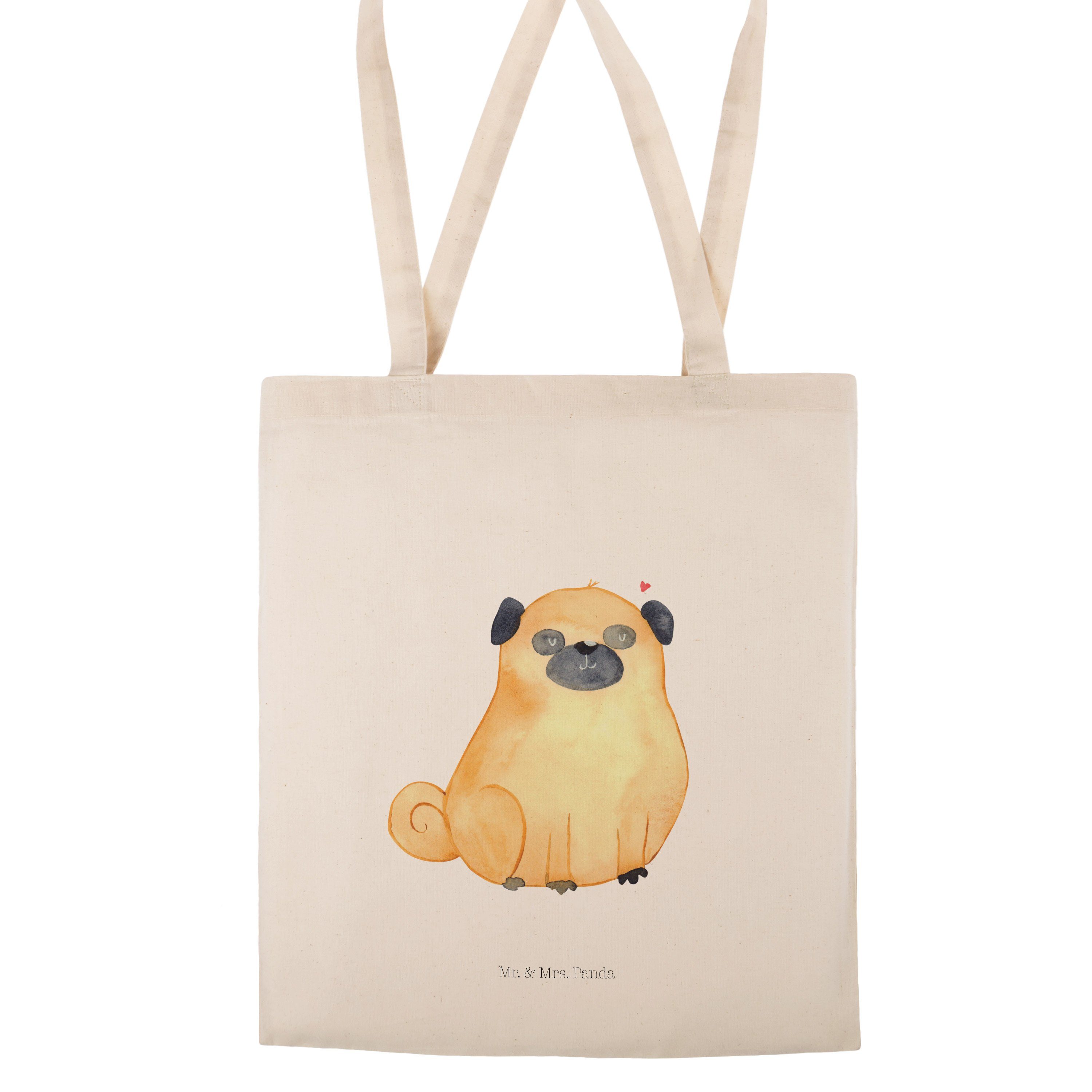 Panda Mr. Haustier, - Einkaufstasche, Mops - (1-tlg) & Hundeliebe, Tragetasche Mrs. Geschenk, Transparent