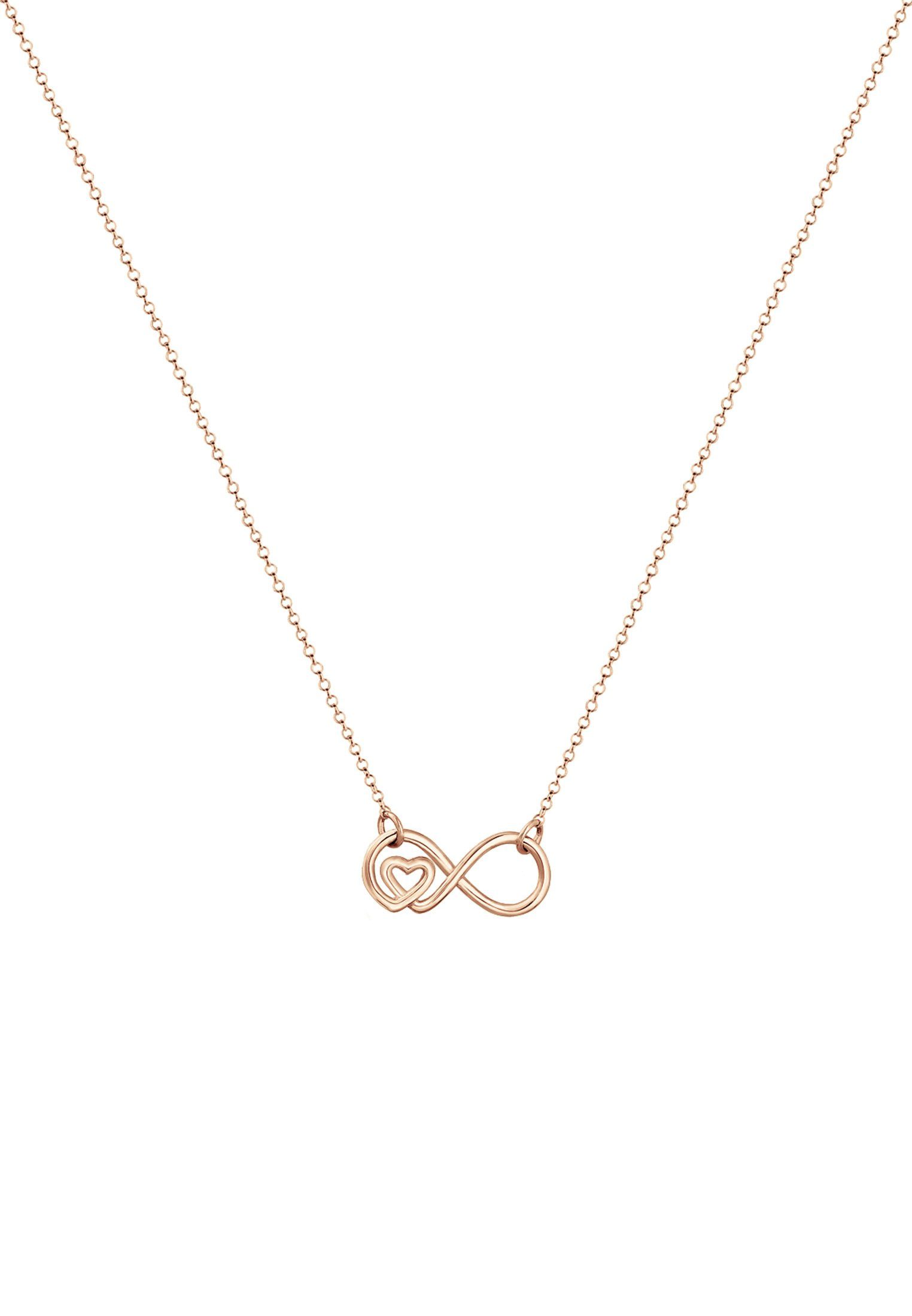 Elli Kette mit Anhänger Herz 925er Rosegold Unendlichkeit Silber Liebe Infinity