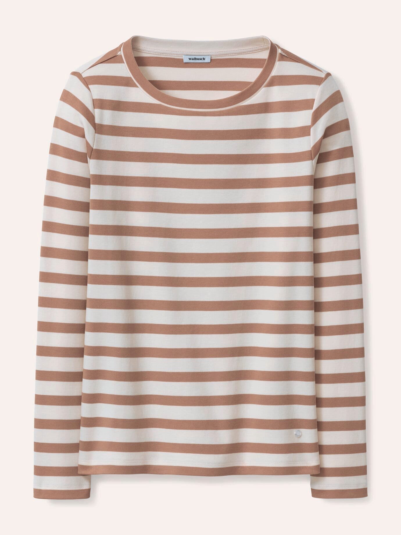 Walbusch Langarmshirt Damen Baumwollshirt mit Ringel Rundhals Langarm, Rundhals