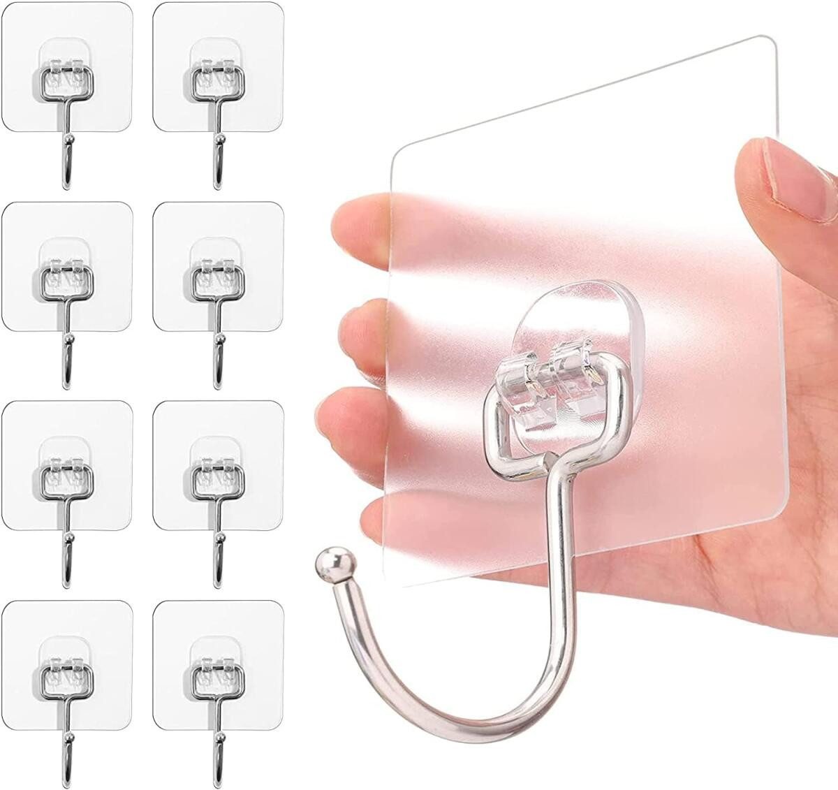 FELIXLEO Шторыhaken 8 Stück Selbstklebend Haken Extra Stark Transparent Wand Decke, (1-St)