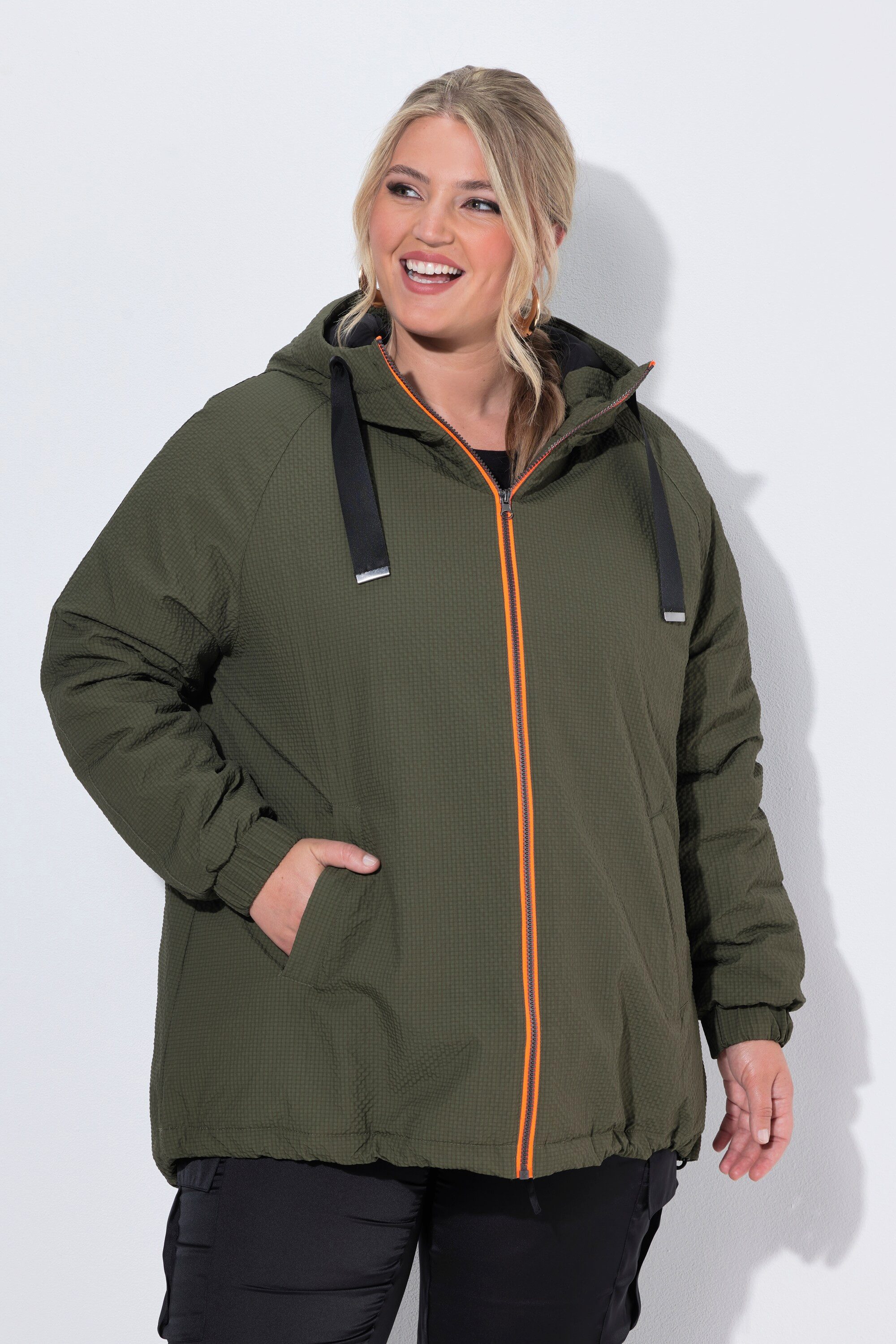 Angel of Style Parka Kapuzenjacke Zipper Langarm gerundeter Saum