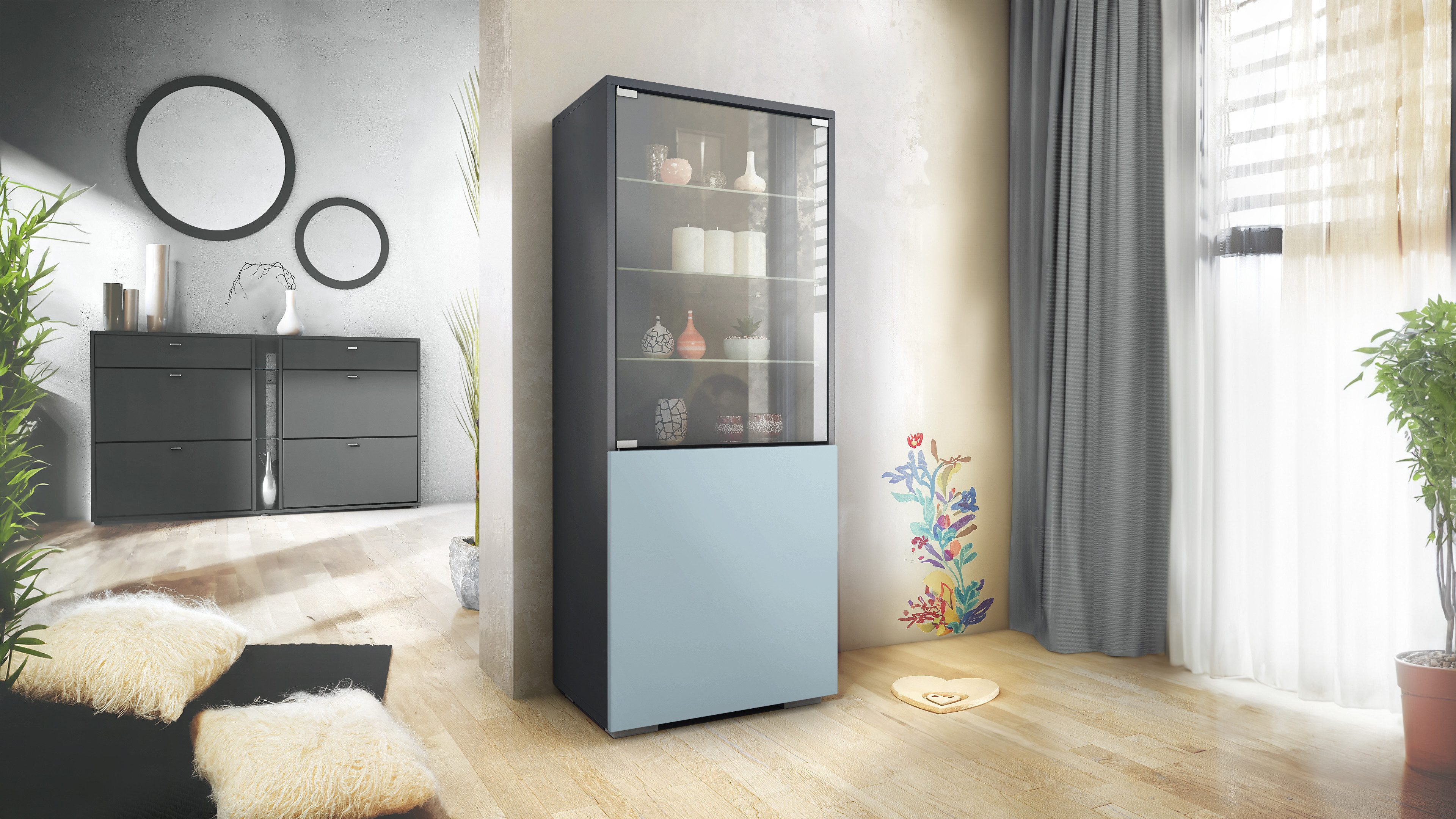 Vladon Standvitrine Granada (Vitrinenschrank, mit Glastür günstig online kaufen