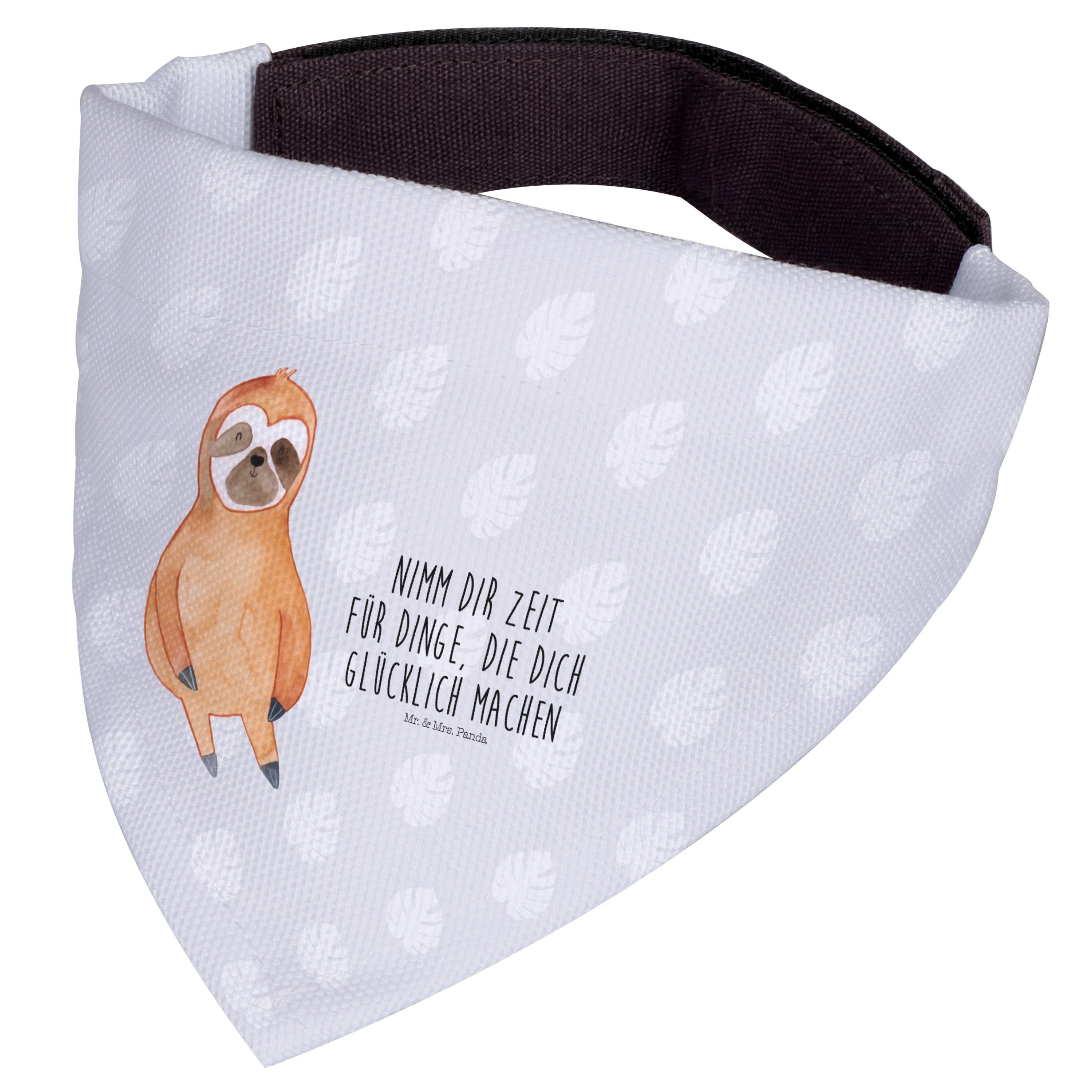 Mr. & Mrs. Panda Hundefliege Faultier Zufrieden, Tuch, Grau Pastell, Halstuch, Hunde, Hund, Tuch, Polyester, Hunde Halstuch Frieden Halstuch