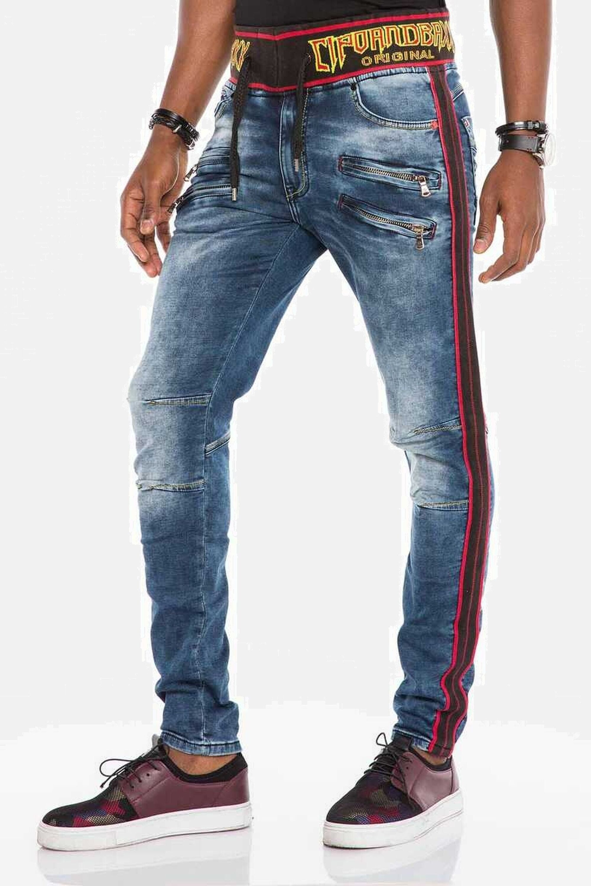 Cipo & Baxx Slim-fit-Jeans Jeans mit Kordelbund in Slim Fit, CD-504 – Bild 4 von 5