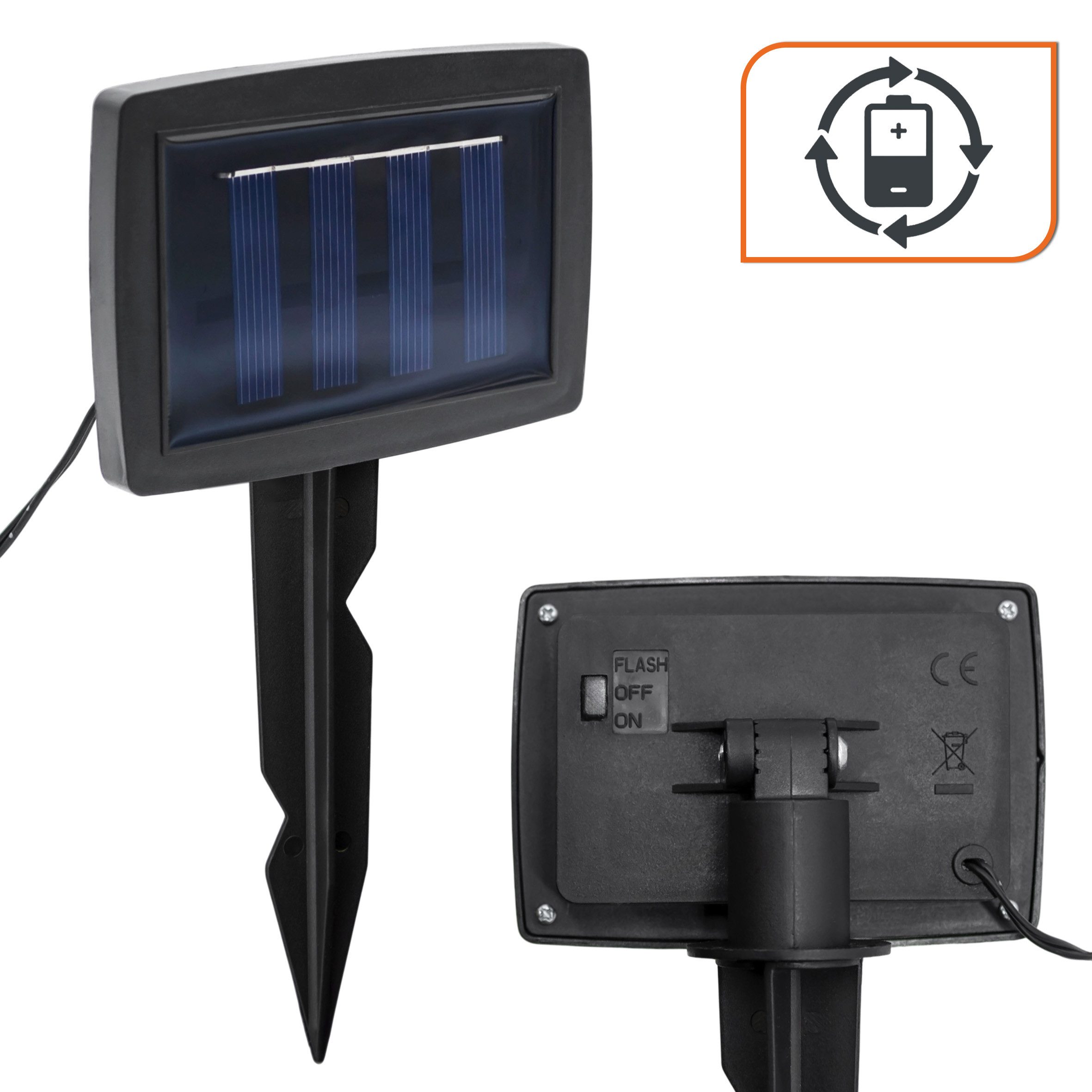 Spetebo LED-Lichterkette LED Solar Lichterkette mit 10 Glühbirnen auf 450 cm mit 2 Leuchtmodi, 10-flammig, Automatische Einschaltung bei Dämmerung – Bild 4 von 5