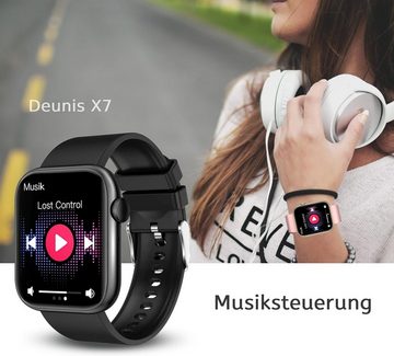 Deunis Fur Damen Herren mit Telefonfunktion Smartwatch (1,85 Zoll, Android iOS), Mit Fitness Tracker, Schlafmonitor, Schrittzähler, Armband Sportuhr