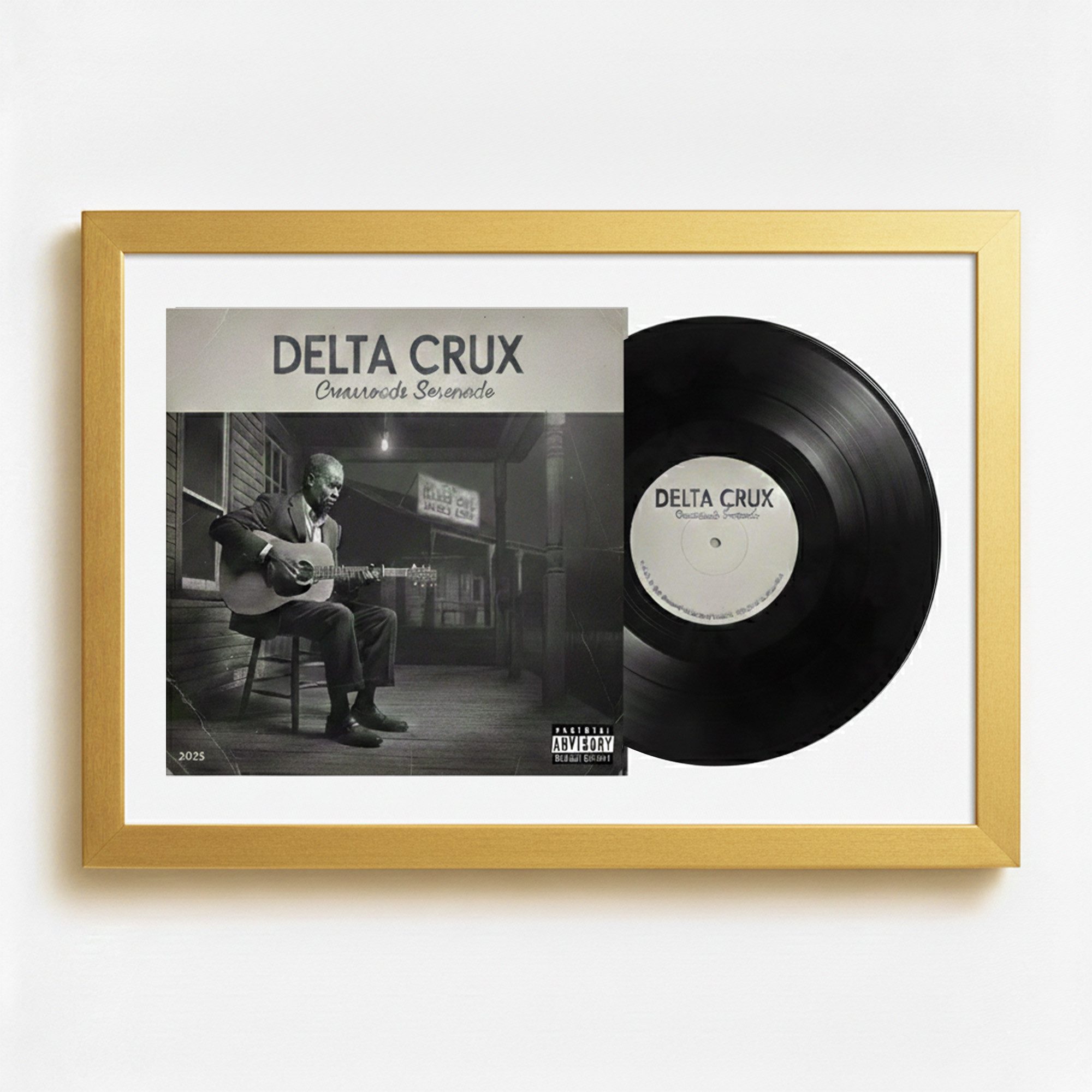 K-Möbel Bilderrahmen Schallplatten Rahmen für Vinyl und Cover, (1 St), mit Passepartout