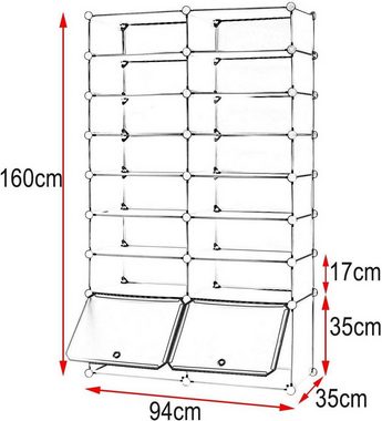 Woltu Schuhschrank Schuhschrank Schuhablage 16 Fächer aus Kunststoff