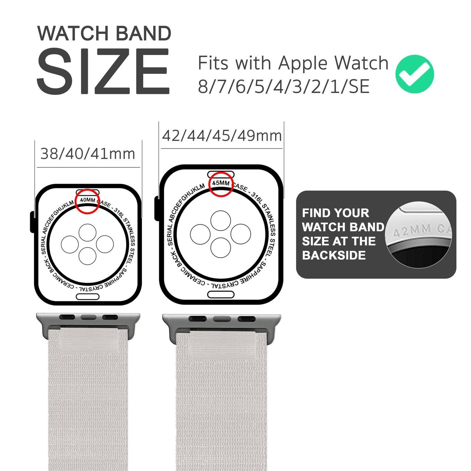 Nalia Smartwatch-Armband Apple Watch 38/40/41/42mm, Alpine Nylon Sport Uhr Ersatzband / Metallhaken / Outdoor / Wasserfest – Bild 3 von 5